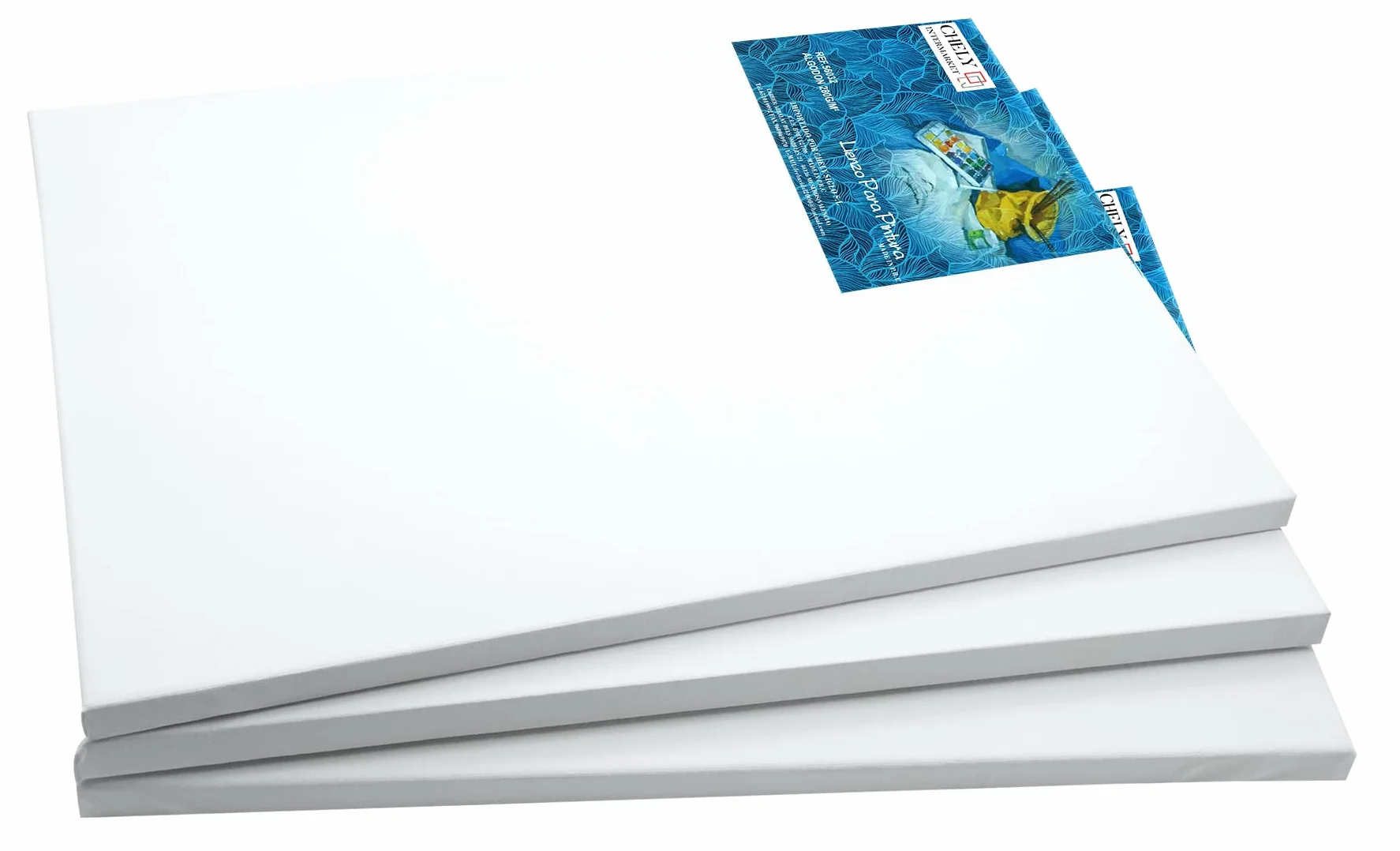 CHELY INTERMARKET MOD560 Lienzos Para Pintar 60X60 CM Pack 4 Unidades Bastidor Madera 16 MM Algodón Blanco Preimprimado Profesional Para Acrílico Óleo Manualidades Bellas Artes Artistas Aficionados