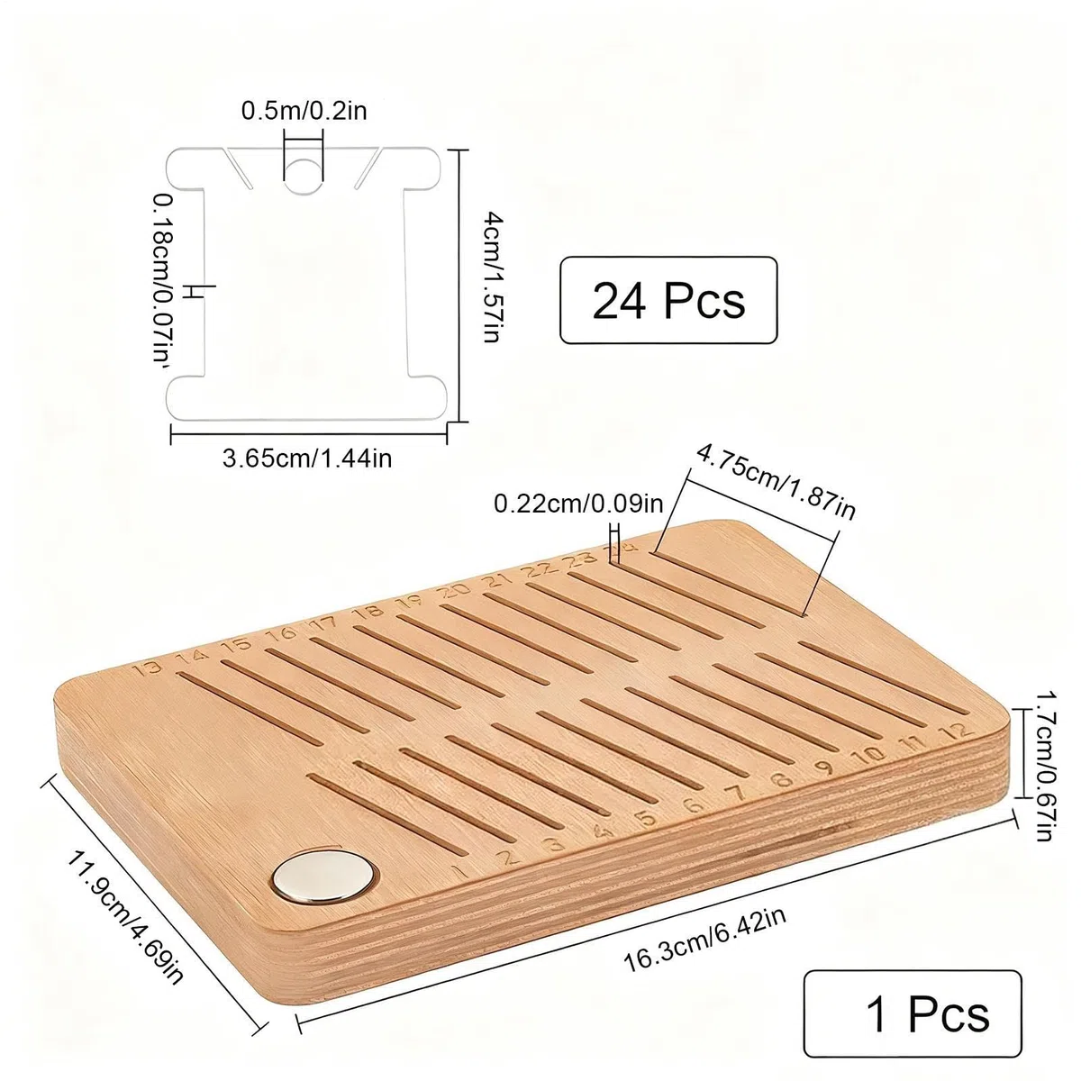 Organizador de almacenamiento de bordado, divisor de carrete de de 24 plazas | Diseño magnético organizadora de bordado de madera - para coser arte bobina de de costura