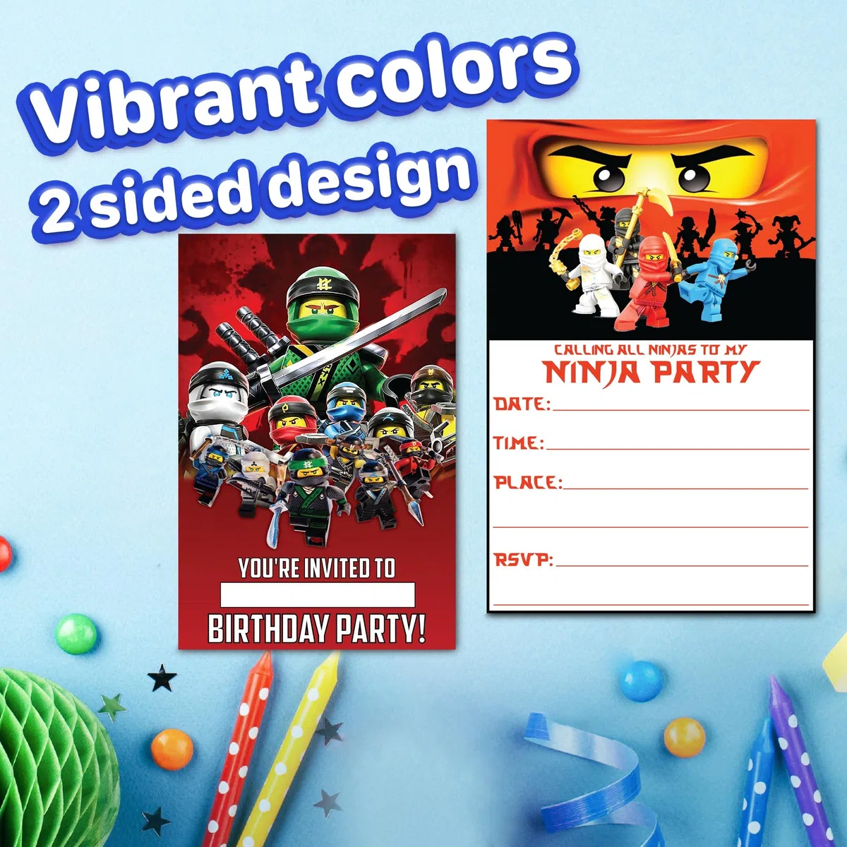 40 tarjetas de invitación de cumpleaños y sobres, 20 sobres, peso ligero, 230 g, estilo postal, invitaciones para fiestas infantiles