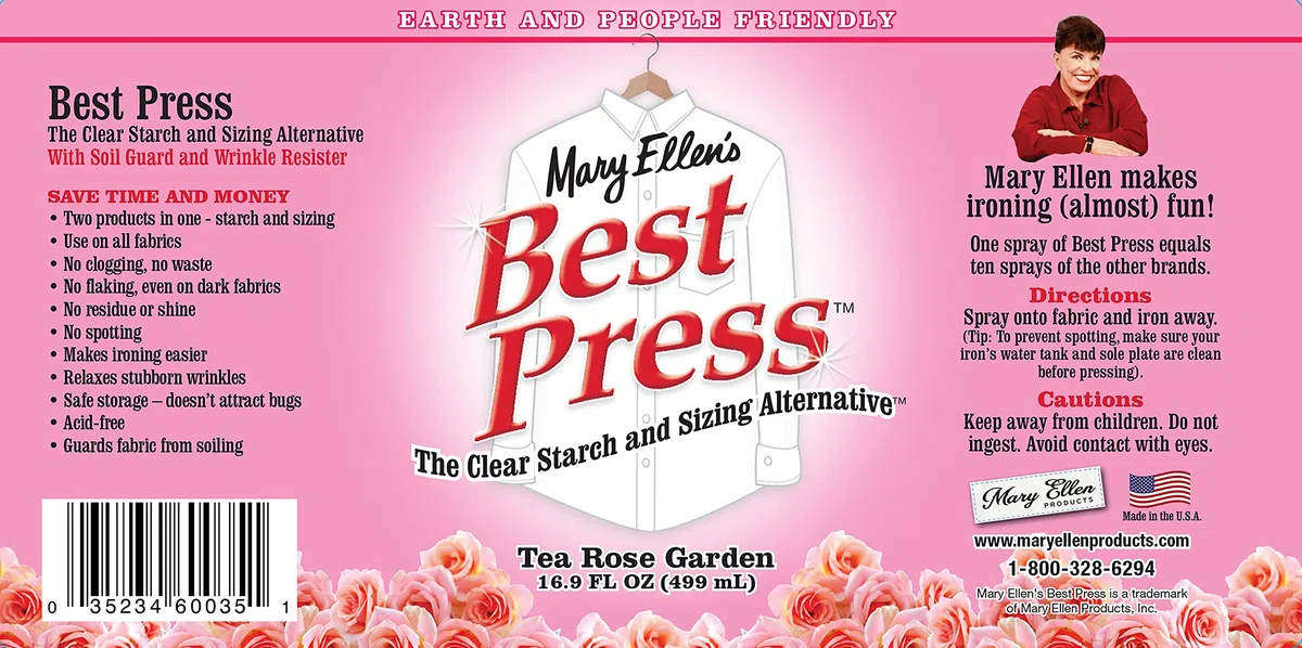 Mary Ellen Products Clear Starch Mary Ellen's Best Press-Almidón Transparente Alternativo (473 ml), Aroma de jardín de Rosas, Multicolor, 9.620000000000001 x 8.35 x 22.32 cm