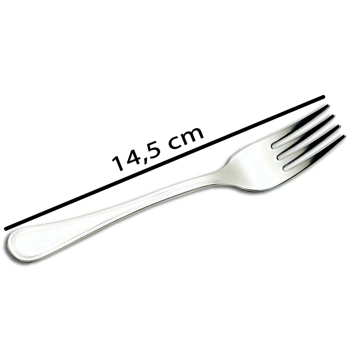 Tradineur - Pack de 12 Tenedores Lunch de Acero Inoxidable, Cubiertos clásicos para Postre, Tarta, Helado, Aptos para lavavajillas - 14,5 cm
