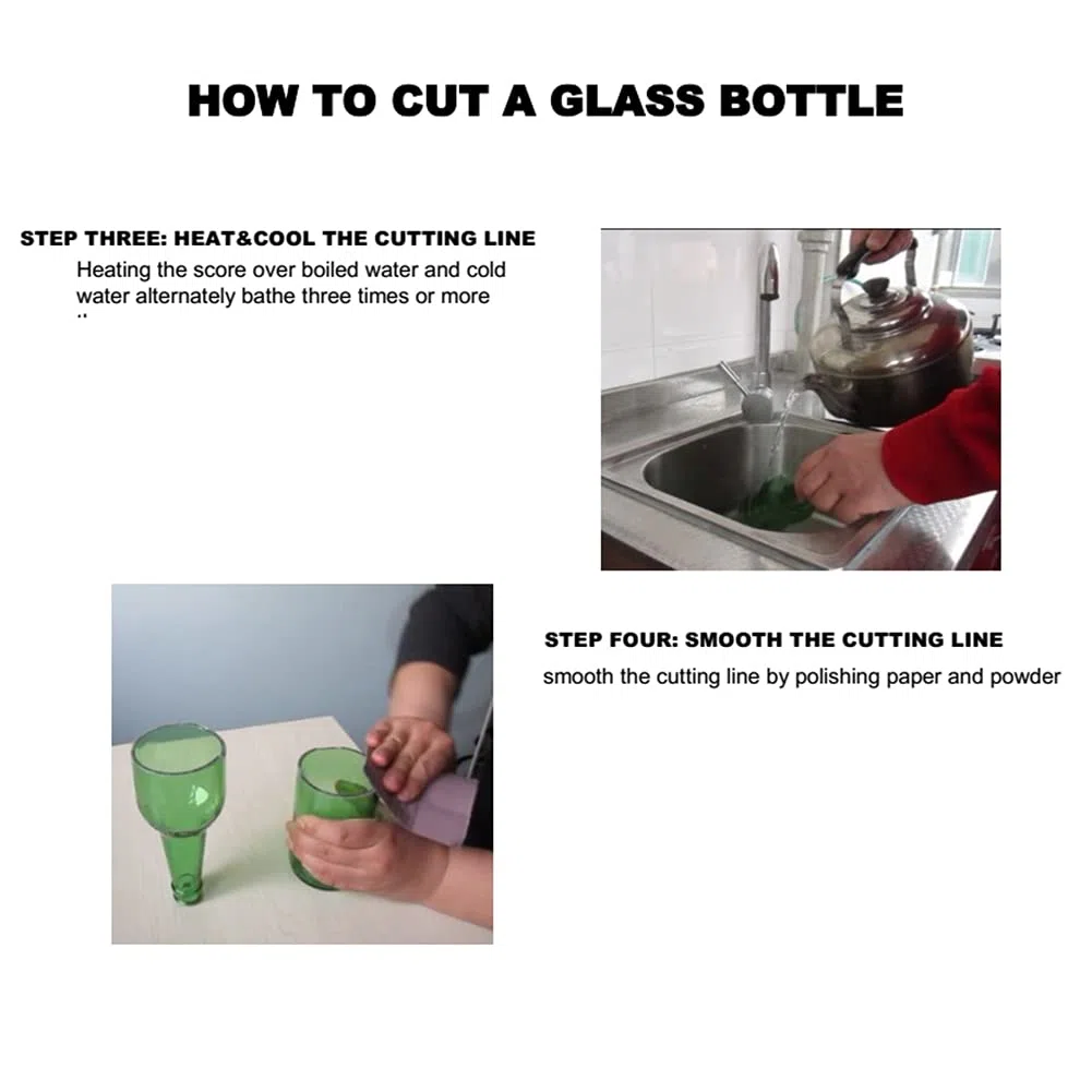 Cortador de Botellas de Vidrio, Corte de Cuello de Acero y Plástico con Precisión Puede Cortar una Variedad de Botellas, Herramienta de Reciclaje para Vasos o Jarrones,