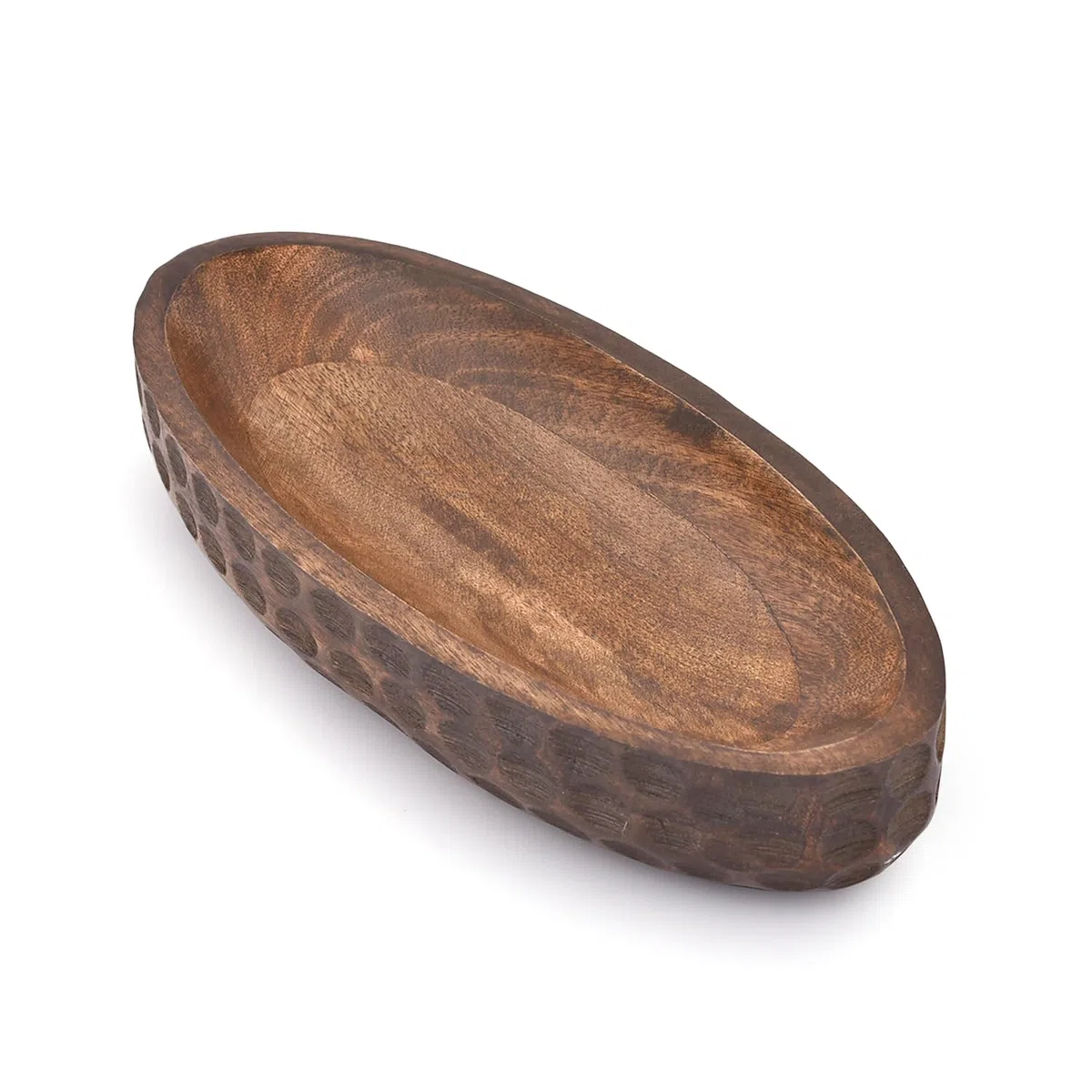 Samhita Cuenco decorativo de madera de mango para decoración del hogar, centro de mesa decorativo, granja, restaurante, cafetería (35,56 cm x 15,24 cm x 5,84 cm)