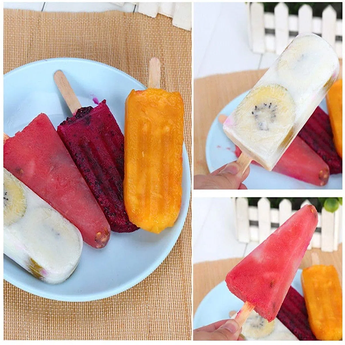 Juego de 10 moldes de acero inoxidable para helados o polos helados, perfectos para usar en el interior y en el exterior
