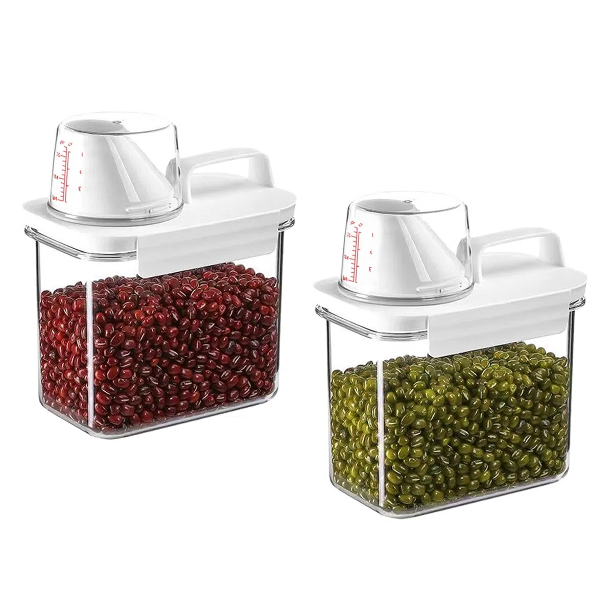 2 piezas Dosificador Detergente Lavadora De MúLtiples Fines Botes Cocina Almacenaje 1100Ml Contenedor Pienso Perros Apto Para Cereales, Arroz, Comida Para Gatos, Detergentes