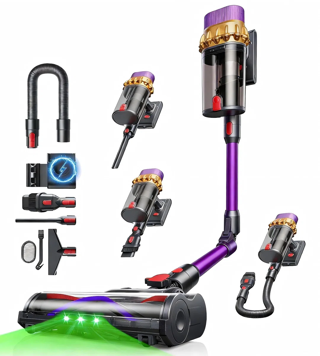 C10 EVO Aspiradora sin Cable, 68Kpa/600W/70Mins Aspiradoras Escoba con Modo Automático, Diserio autoportante, Depósito Doble de 1.8L
