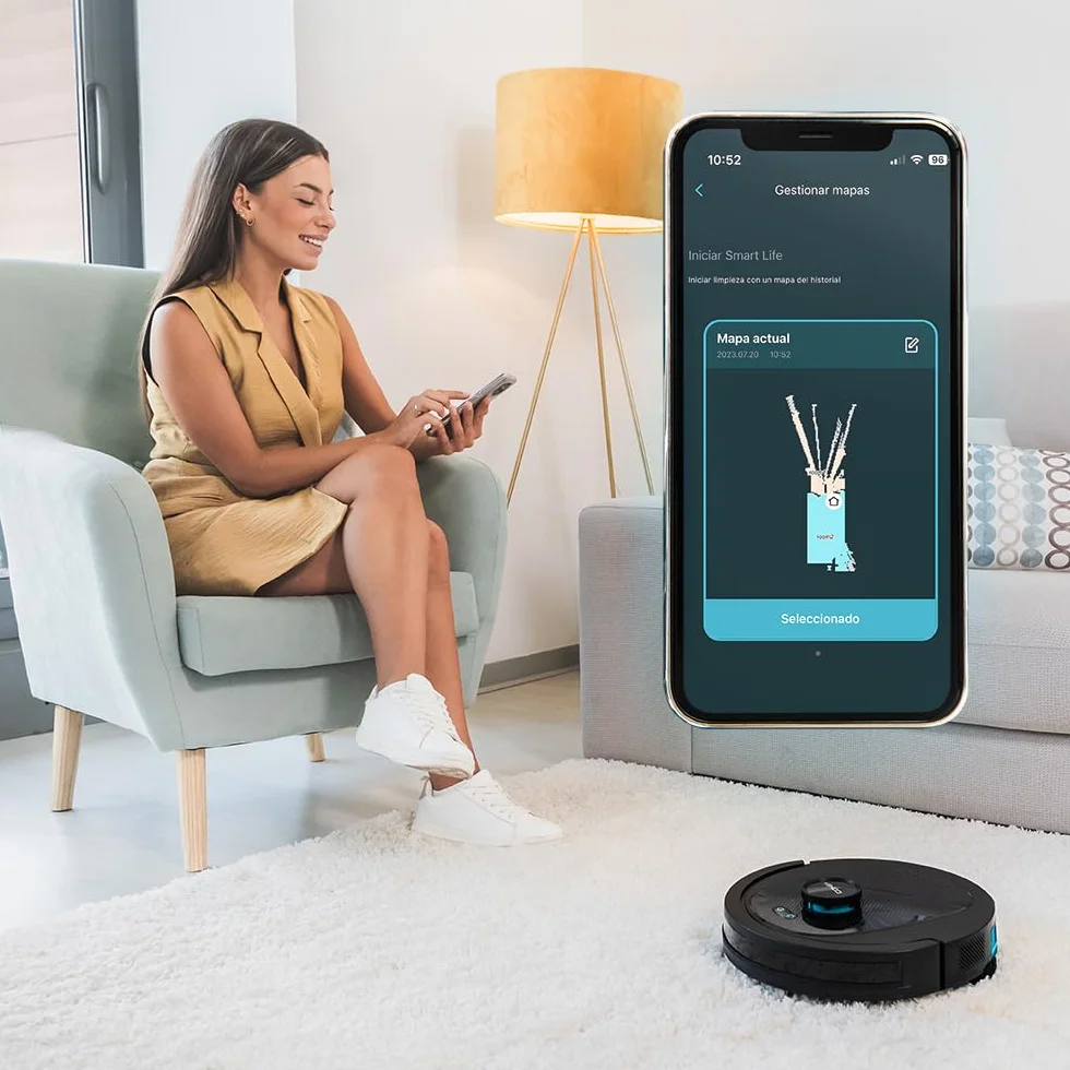 Cecotec Robot Aspirador Conga 7490 Ultimate X-Treme con tecnología de navegación láser, Limpieza 4 en 1, 4000 Pa, 120 min autonomía, Cepillo Central multifunción, 3 Niveles de Potencia, App