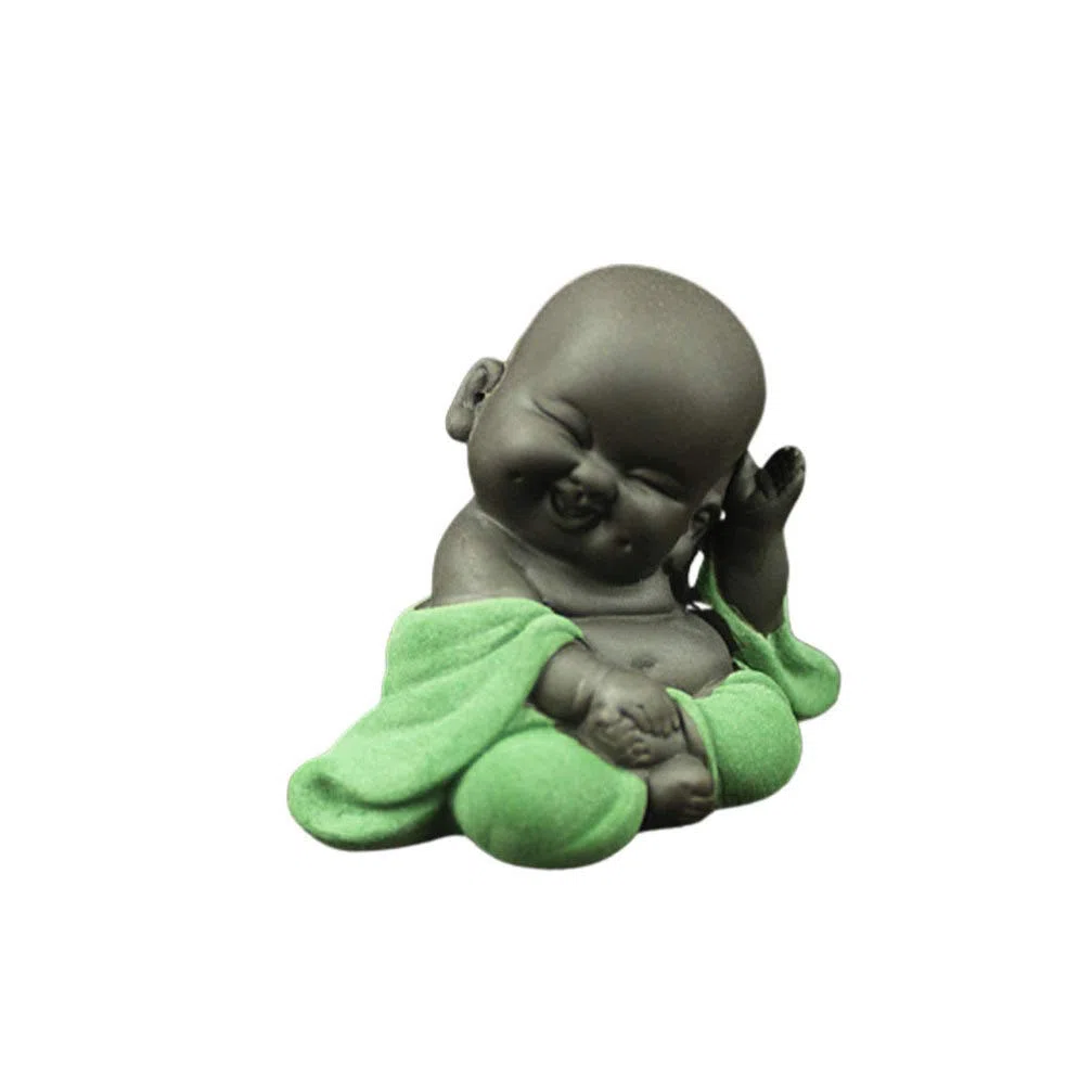 HEALLILY Estatua De Buda Maitreya De Cerámica Tallada a Mano con Base Antideslizante para Decoración del Hogar Escritorio Y Mesa De Té Figura Budista Verde Claro para Ceremonias De Té Y Regalos