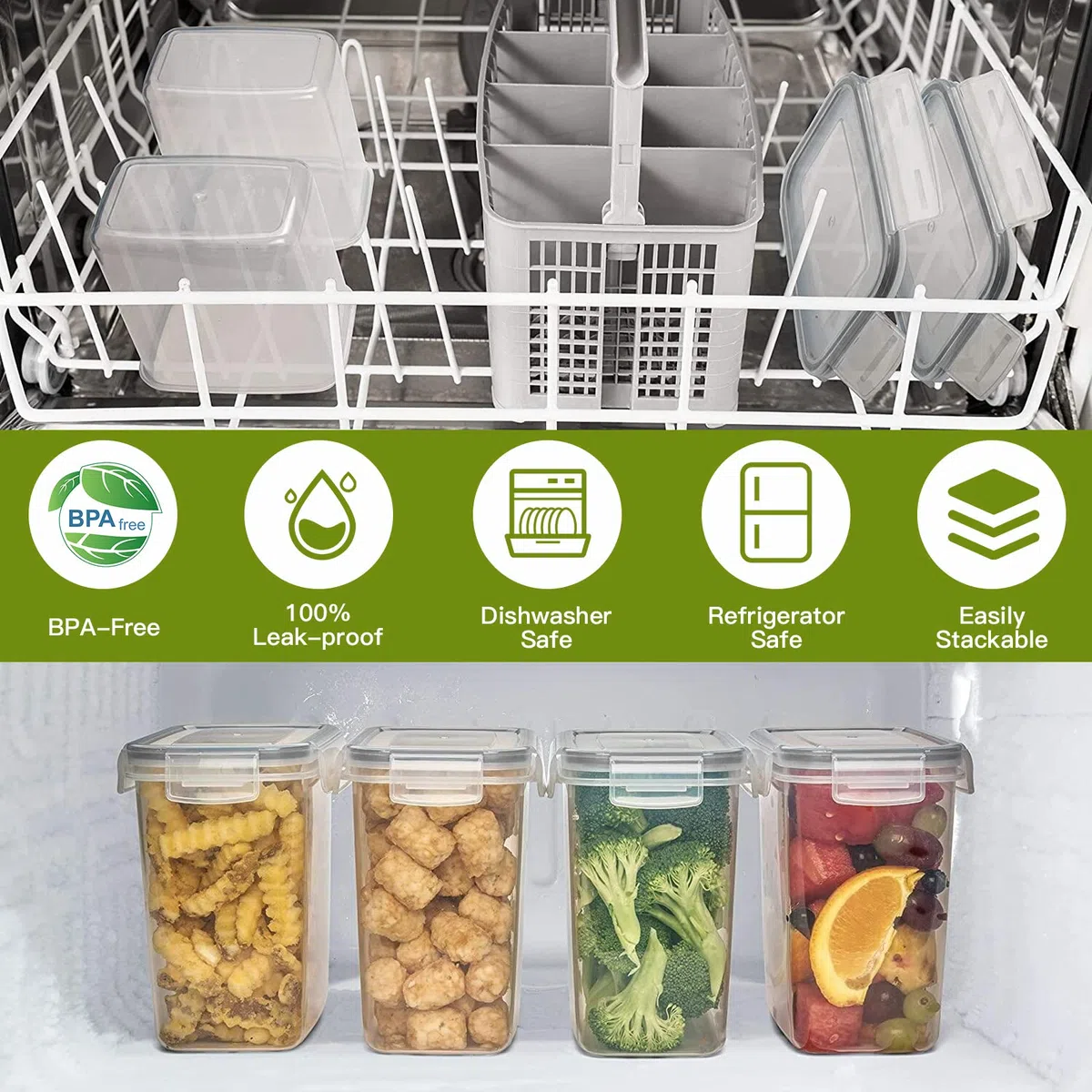 Withosent Juego de 6 recipientes herméticos para cocina, con tapa de plástico, 2,3 L, para almacenar pastas, pasta, para pastas, cereales (2,3 L, 1,6 L)