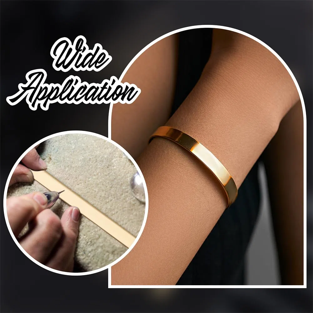 Beebeecraft 6 Pieza de 304 Piezas de Acero Inoxidable para Pulseras de Metal Dorado Ajustables Base Simple Estampado Grabado Tiras Finas En Blanco para Hacer Pulseras Suministros para Manualidades