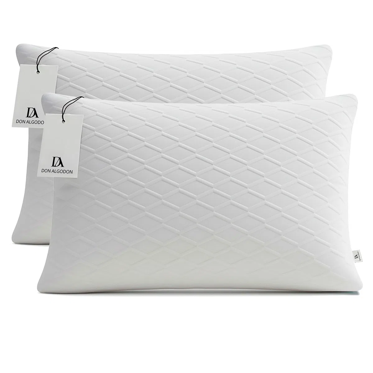 DON ALGODON - Almohada Viscoelástica Pack 2 Almohadas 75 cm - Núcleo 100% Viscoelástico Memory Foam Termorregulable - Almohada Ergonómica y Máximo Confort - Funda Desenfundable con Cremallera Lavable