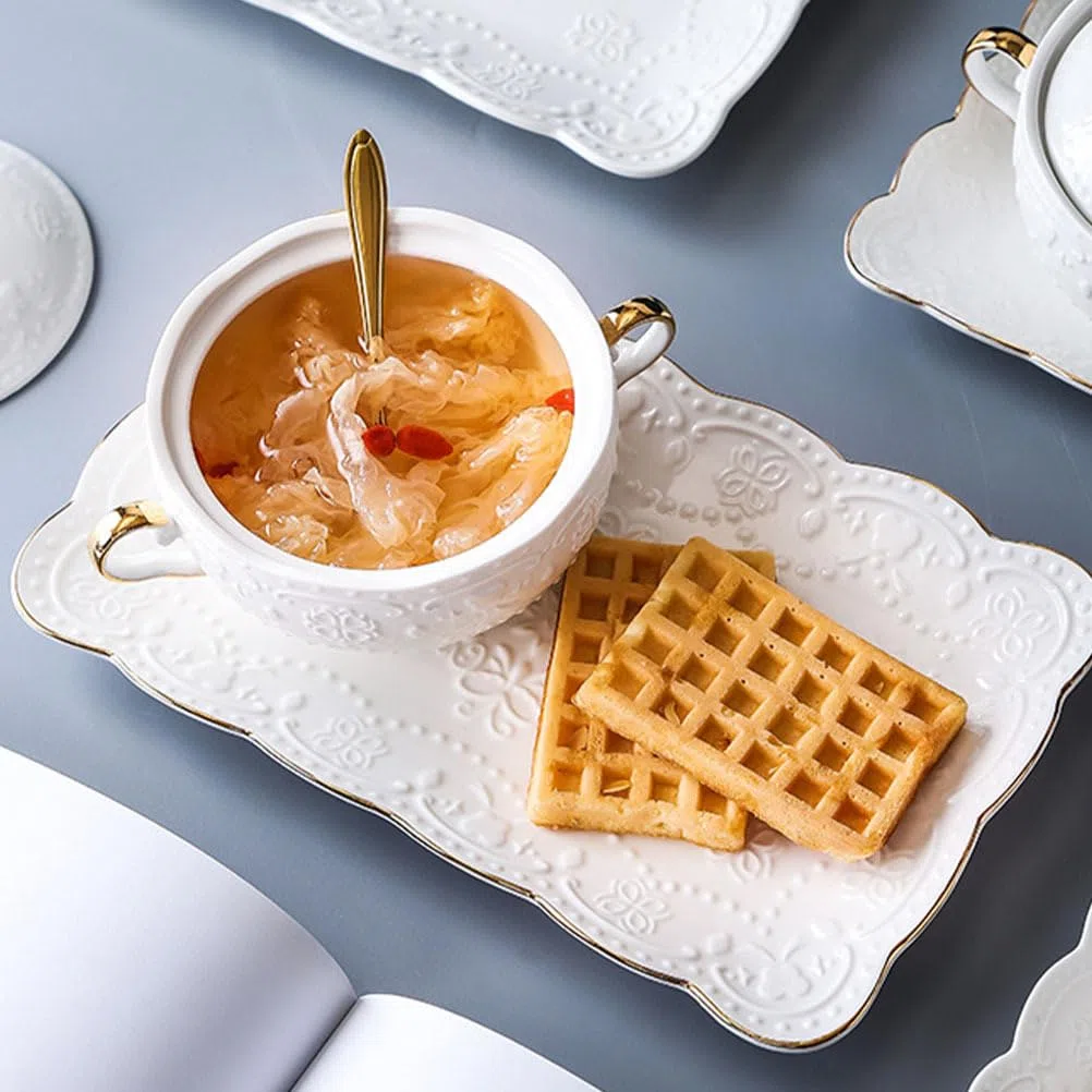 Homoyoyo Juego De Soperas De Porcelana Blanca Con Tapa - Elegantes Soperas Para Sopa y Ensaladas - Ideal Para Servir En Comidas Especiales Cerámica De Juego De 2 Piezas