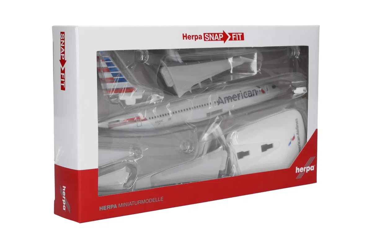 Herpa Miniatura del avión American Airlines Boeing 737 MAX 8 - N306RC - Snap-Fit, Escala 1/200, Modelo prefabricado, maqueta de colleción, modelismo, Avion con Soporte, Figura plástico