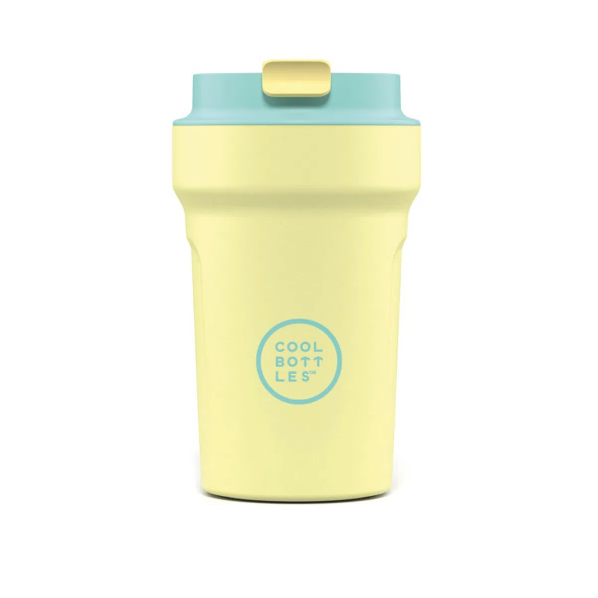 Cool Bottles - Paradise Tumbler - Vaso Térmico de Acero Inoxidable - 350 ml - Creta - Amarillo y Turquesa - Tapa Hermética - Bebidas frías 10 horas y calientes 5 horas - Acabado Antimanchas