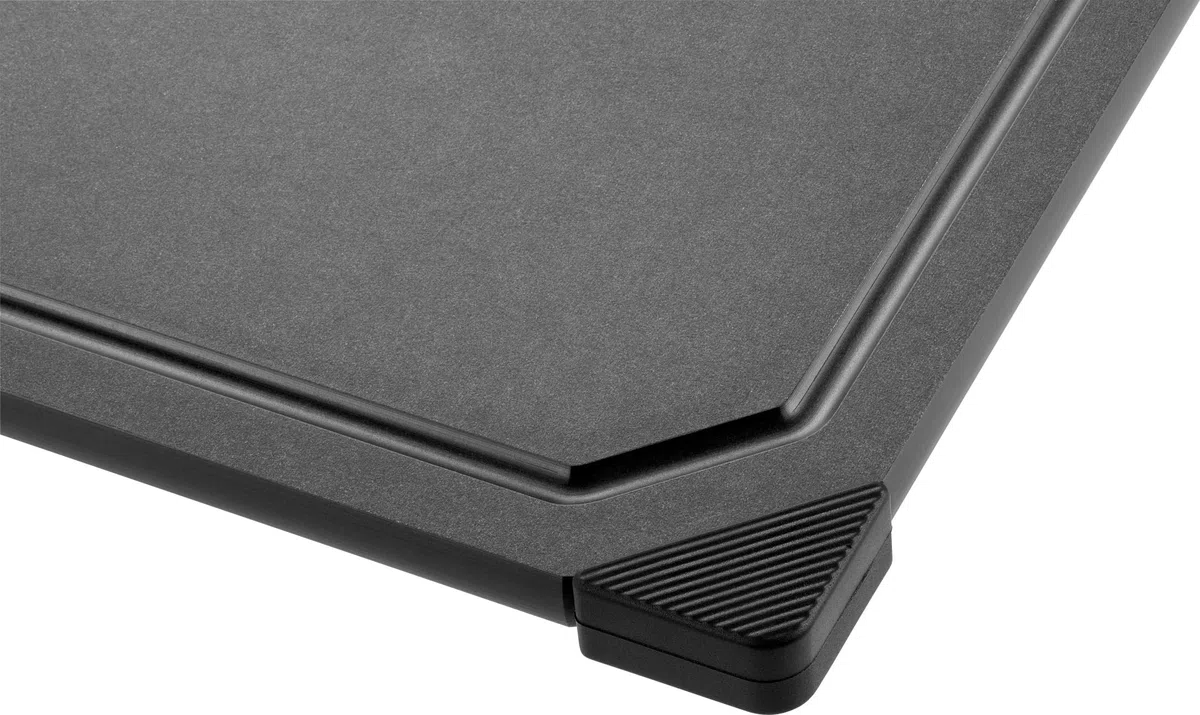 ZWILLING Tabla de cortar de 37 x 25 cm, de fibra de madera, con surco antideslizante, apta para lavavajillas, color negro