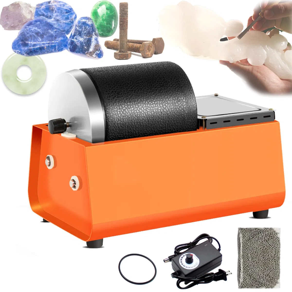Pulidora Para Máquina Pulidora, Tambor Pulido Joyería Máquina Pulidora Metales Jade Multifuncional Velocidad Rotación Ajustable Pulidora Vaso Giratorio 50W Con Cuentas Pulido Máquina Pulidora Piedra