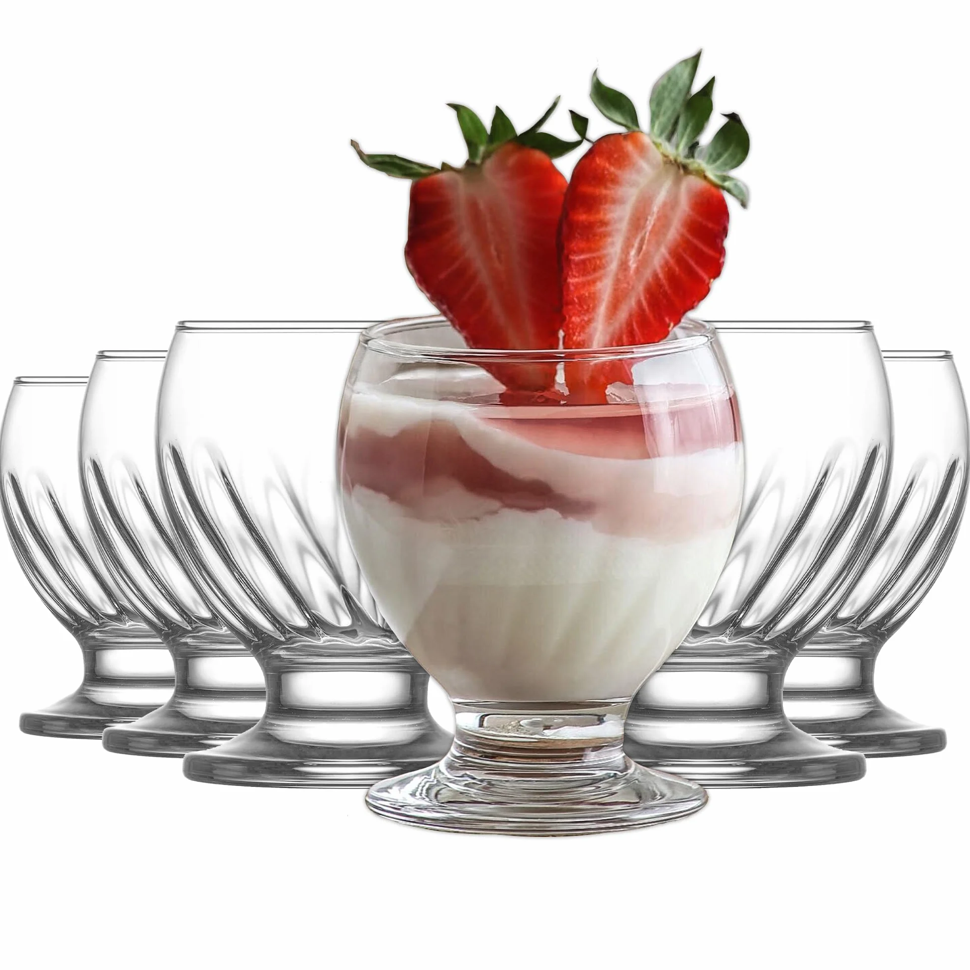 LAV Copa de Helado de Vidrio, Copa Postre, 6PZs, 215ml, SIN PLOMO, Cuencos De Helado, Vasos Postre, Tazas Helado, Plato de Postre, Copas Helado Cristal, Cuencos de Postre, Ice Cream Bowls