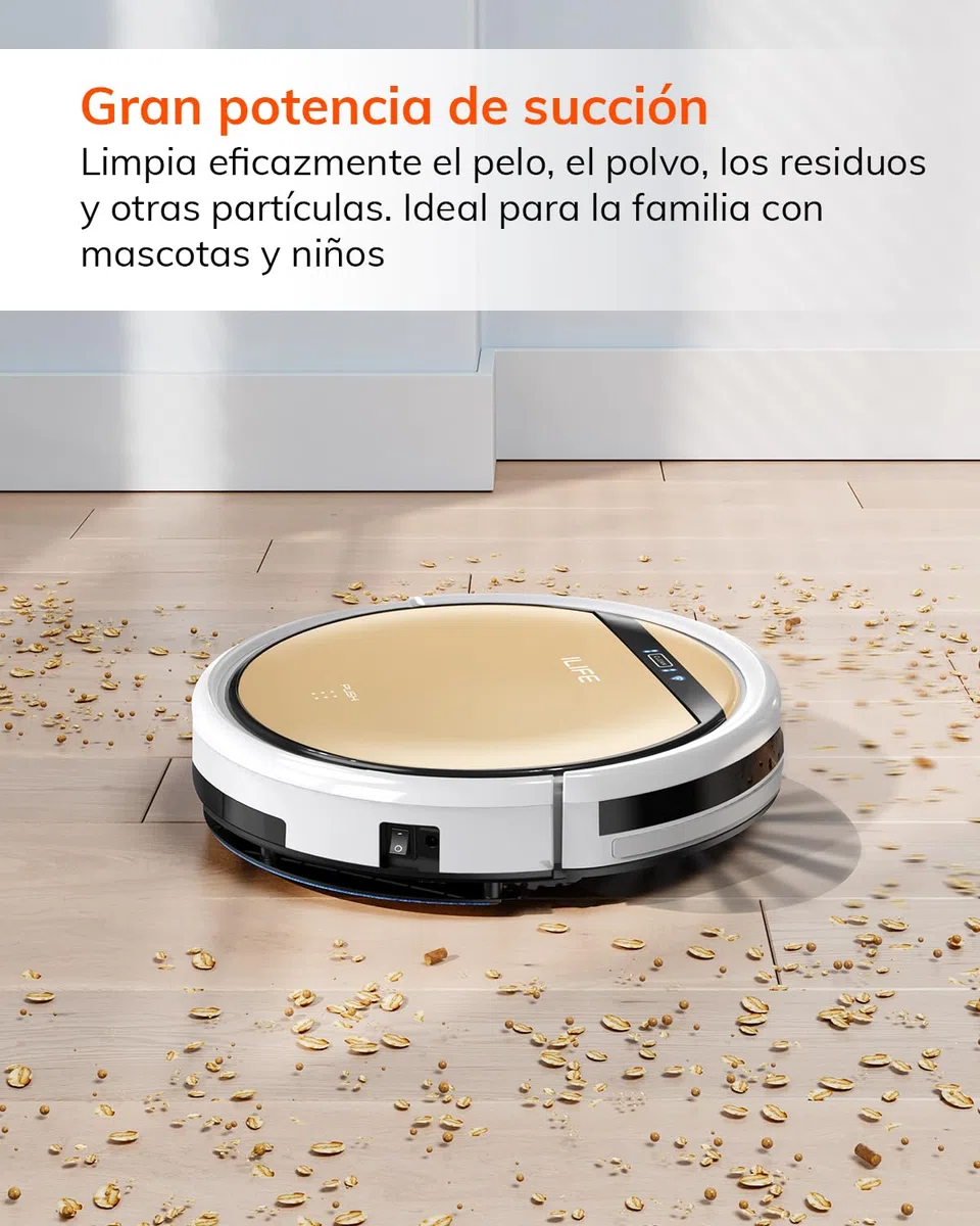 ILIFE V5s Plus Robot Aspirador y Mopa Combo, Funciona con 2.4G Wi-Fi/App/Alexa, Robot Aspirador Automático Autocargable, Delgado y Silencioso (V5s Pro Upgrade)