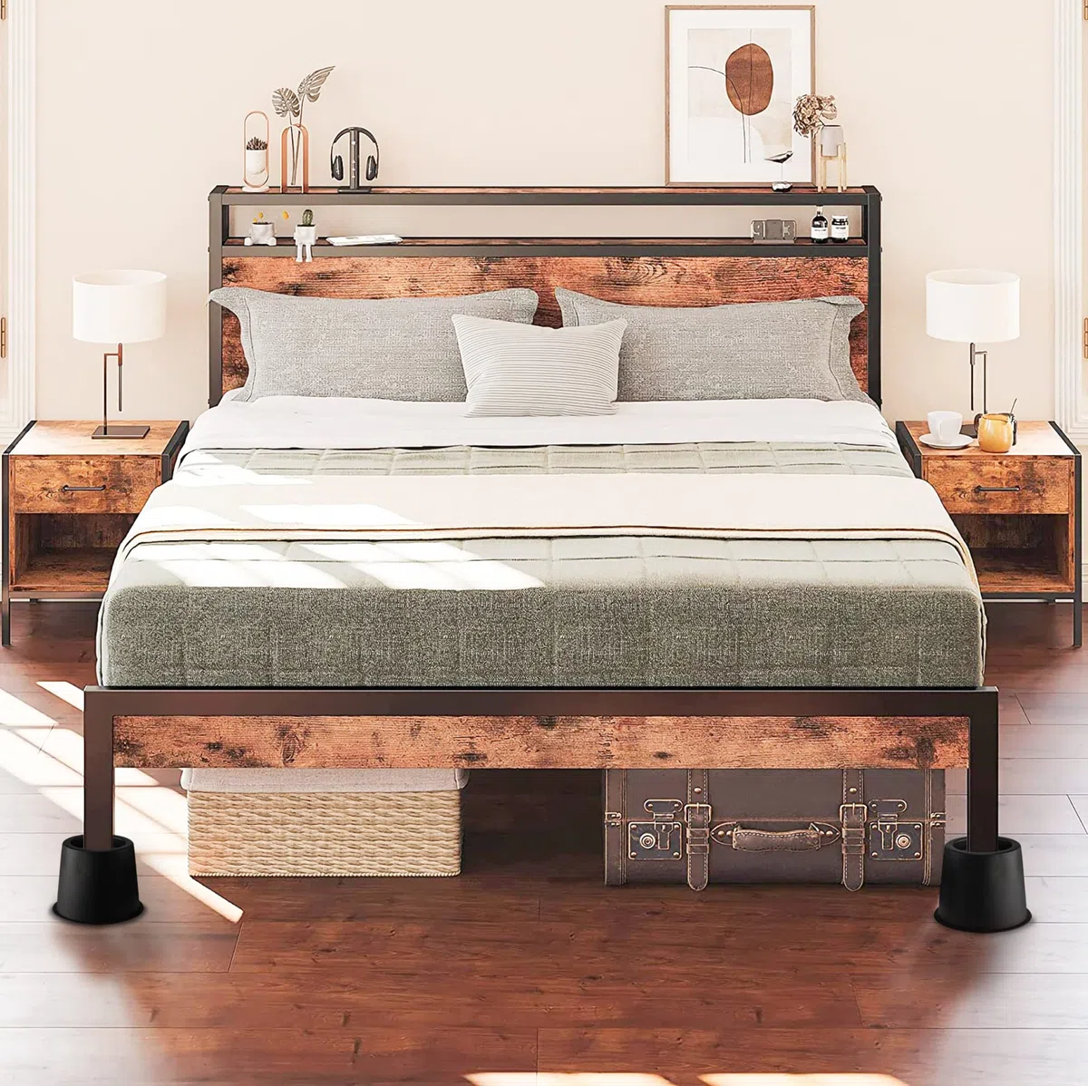 Elevadores de cama Lufia de 10 cm de alta resistencia, elevadores de muebles de cama con almohadilla antideslizante ideal para cama, sofá, mesa, silla o escritorio, juego de 4 (negro)