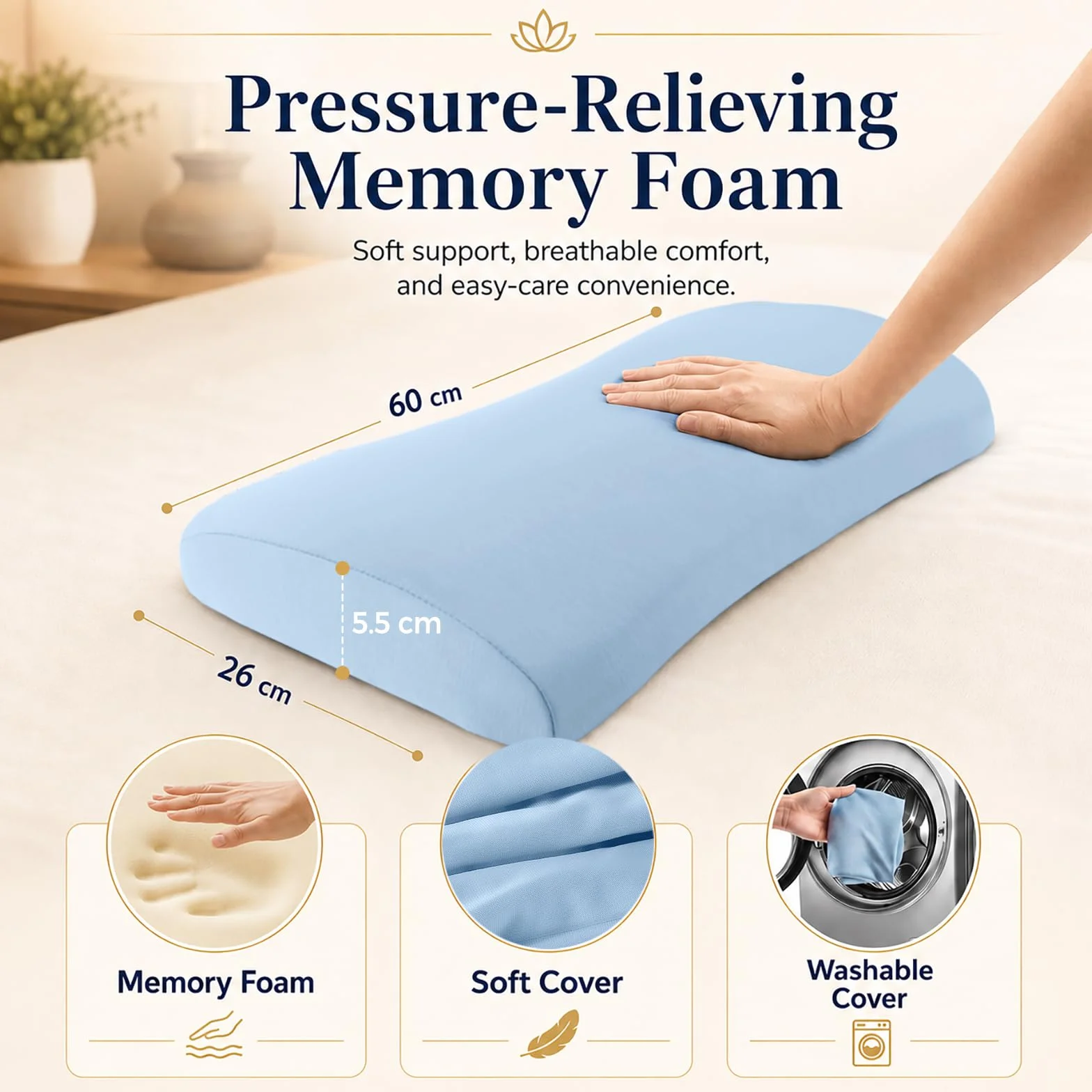 Almohada de apoyo lumbar para aliviar el dolor de espalda: almohada de espalda baja para dormir, almohada de cintura de espuma viscoelástica, almohada de cuña para dormir de lado, espalda y boca