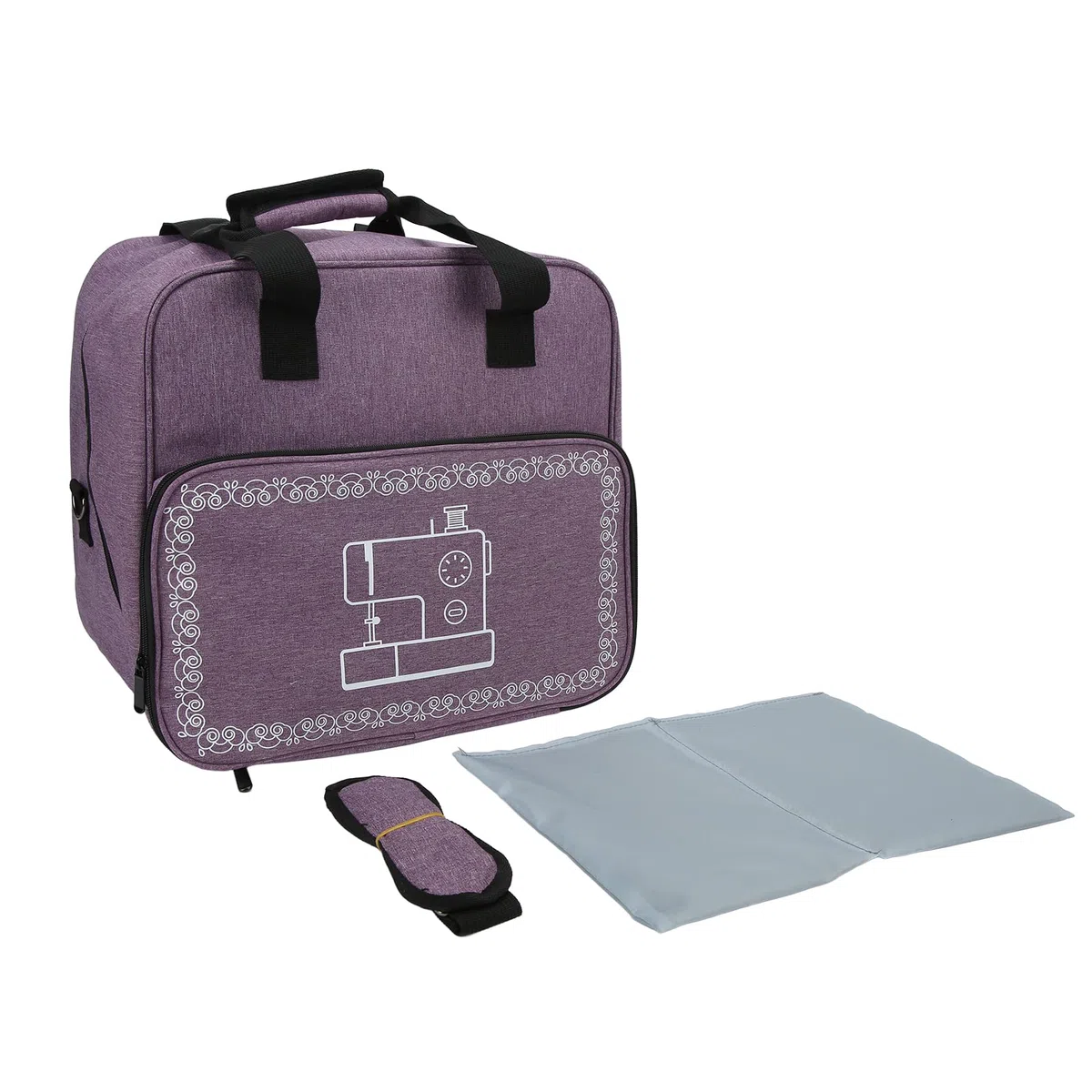 Bolsa de Transporte para máquina de Coser, Bolsa para máquina de Coser de Gran Capacidad con múltiples Bolsillos de Almacenamiento con Correa para el Hombro (Púrpura)