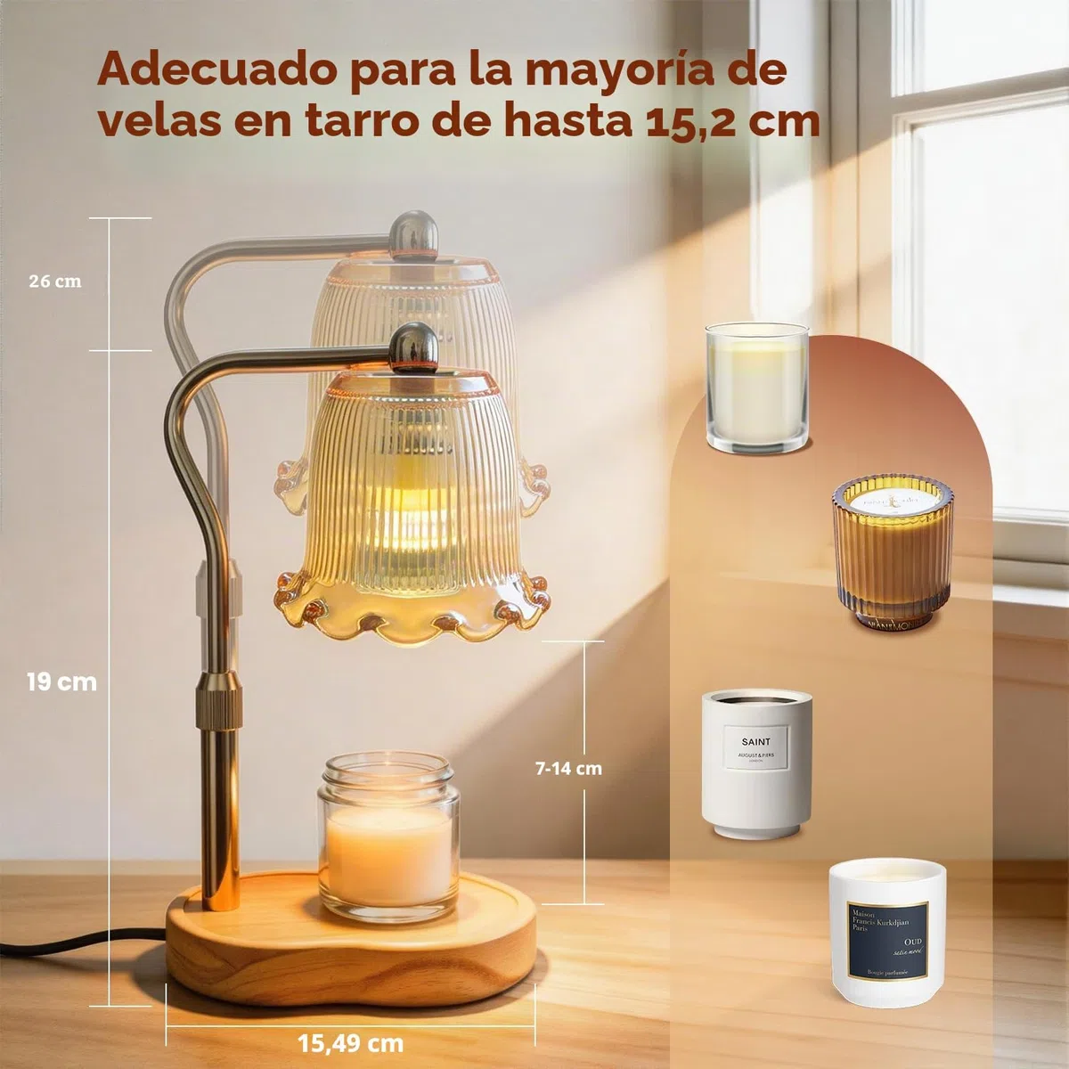 Lámpara calentadora de velas con regulador, calentador de cera para velas en tarro, lámpara de vela sin llama con temporizador, incluye 2 bombillas, calentador de velas regalos para mamá y mujer