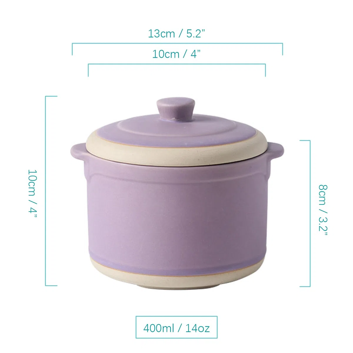 Cuenco pequeño con tapa y cuchara, 400 ml, apto para horno y microondas, tazas de caldo (color morado)