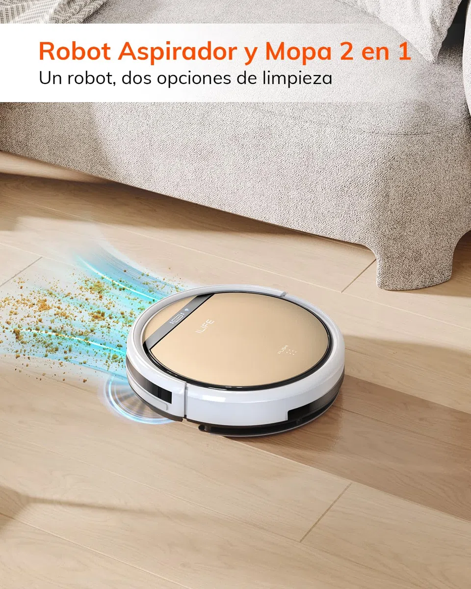 ILIFE V5s Plus Robot Aspirador y Mopa Combo, Funciona con 2.4G Wi-Fi/App/Alexa, Robot Aspirador Automático Autocargable, Delgado y Silencioso (V5s Pro Upgrade)