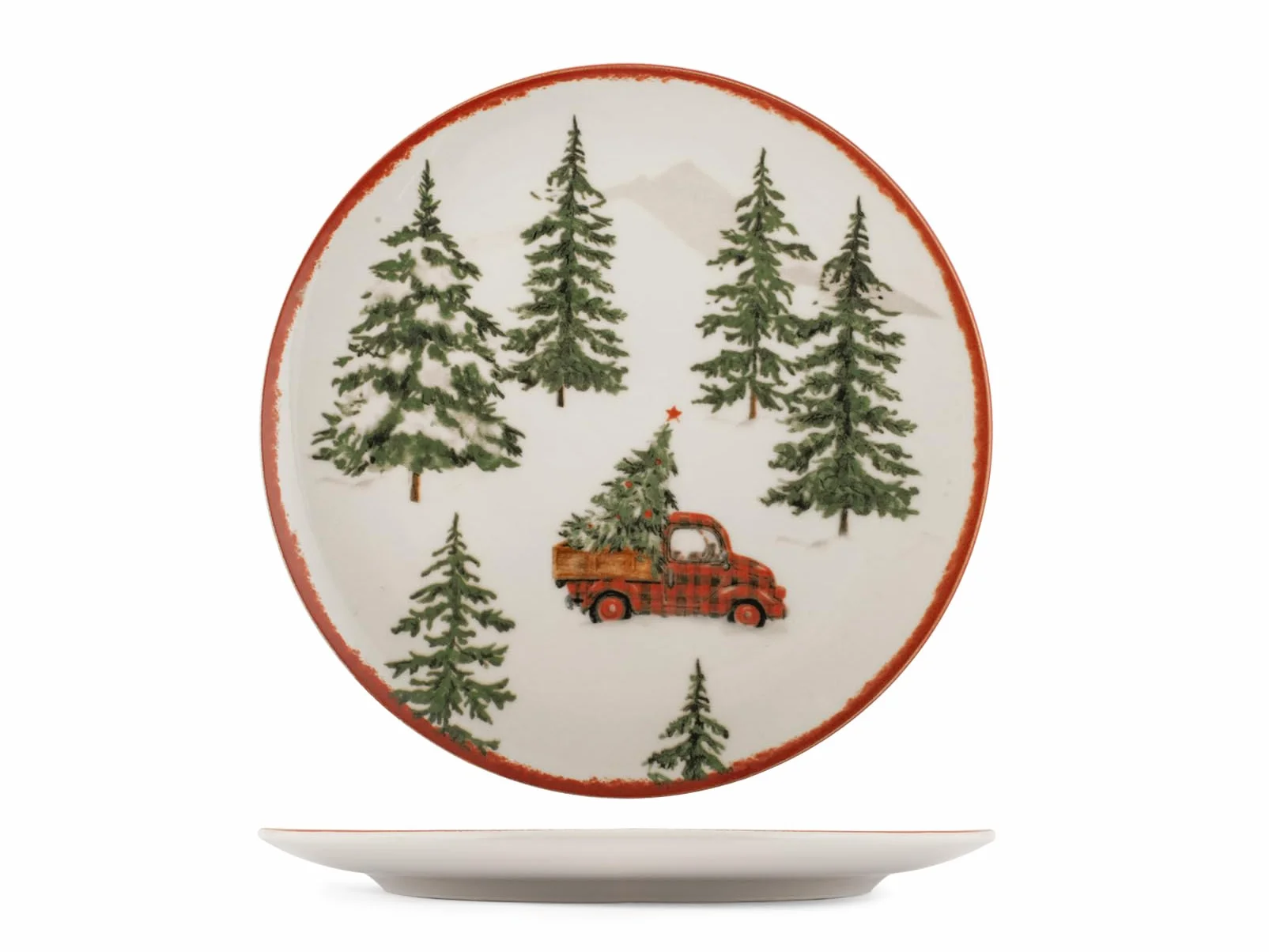 H&H Juego de Mesa Navideño 12 Piezas Adventure en Gres - Platos Planos, Sopas y Postres - Perfecto para Crear un Ambiente Acogedor para las Fiestas