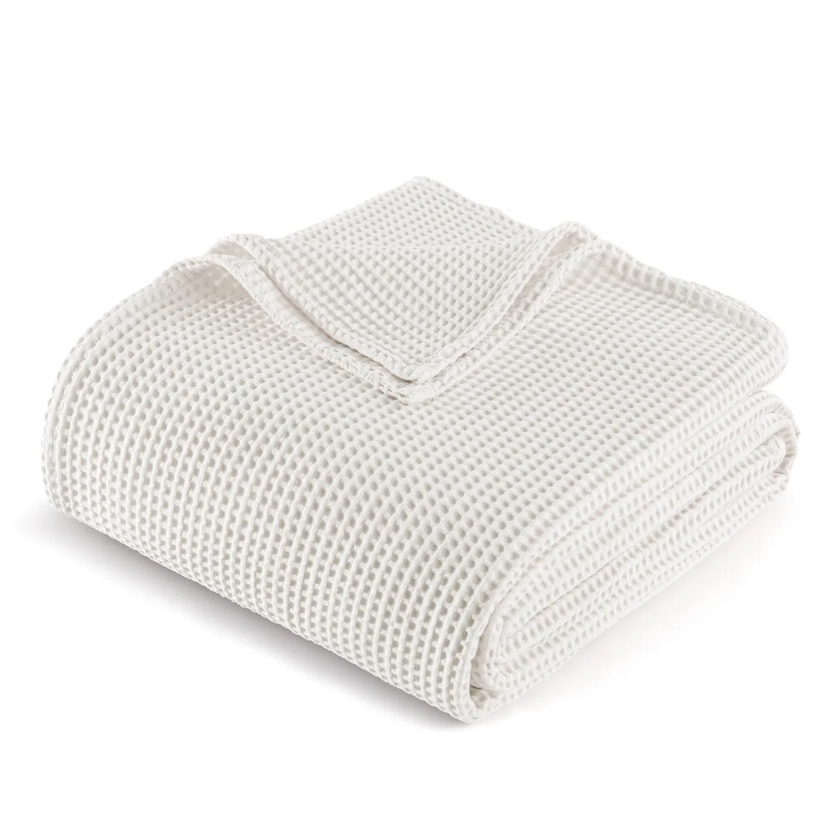 Exclusivo Mezcla Manta de 100% Algodón Gofrado, Ligera, Suave y Cómoda para Cama, Sofá y Oficina, Todas Las Estaciones, 130 x 170 cm, Blanco
