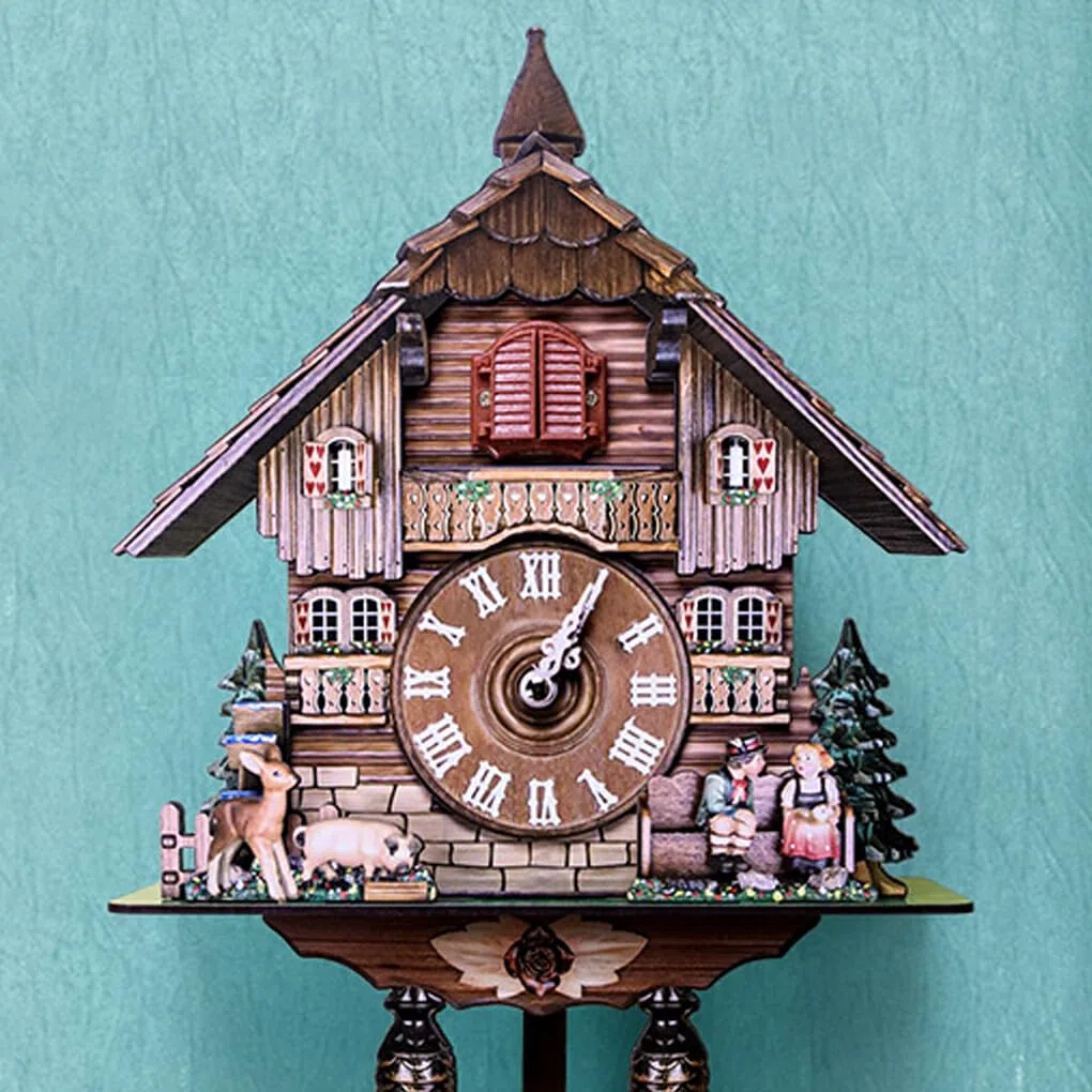 Reloj de Pared Antiguo con Alarma oscilante, Reloj clásico Atemporal Tradicional de la Selva Negra, Reloj de Cuco de para Madera, CL010