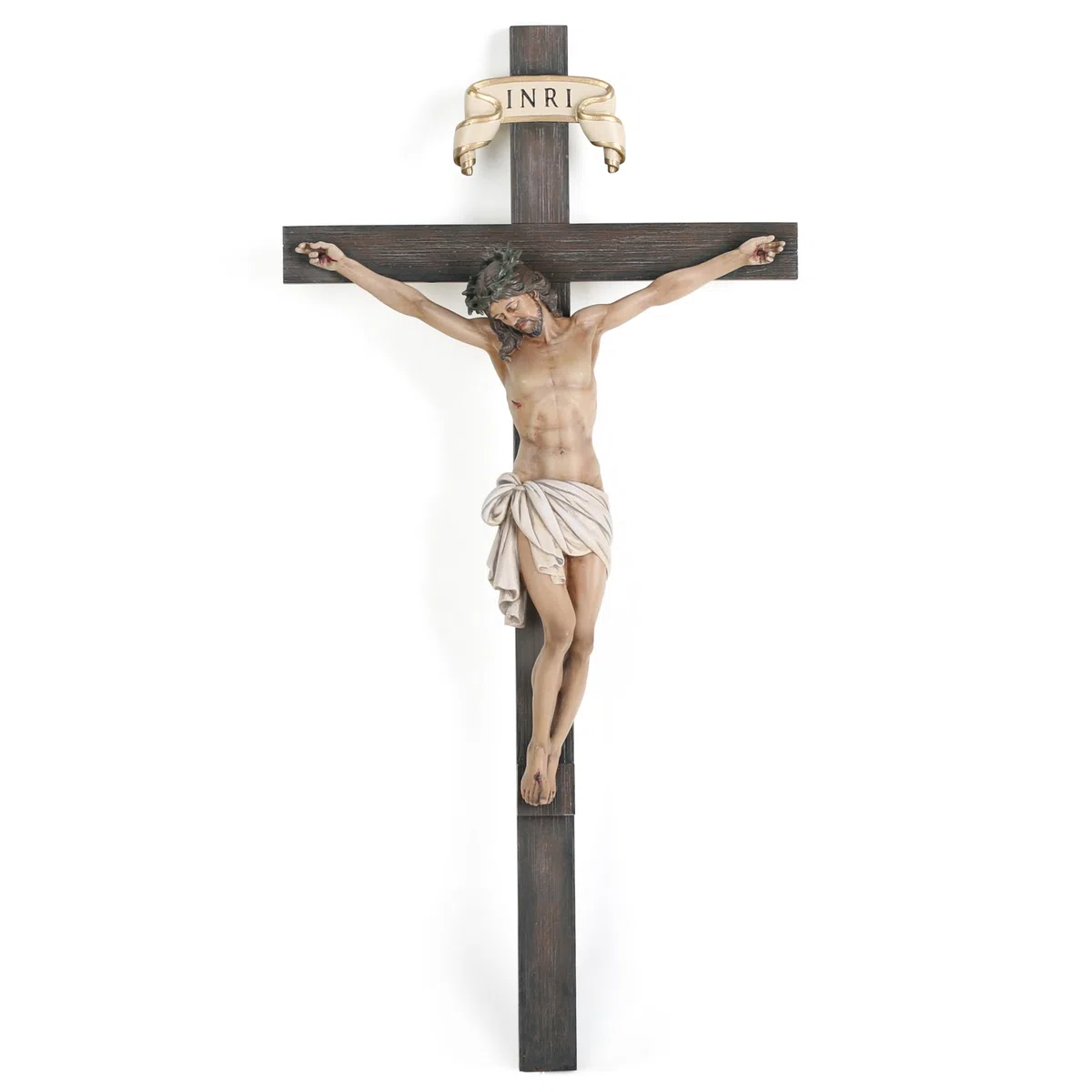 Cruz de pared con crucifijo católico BC de 40,6 cm de alto, Jesucristo, decoración del hogar, regalos religiosos coleccionables, escultura renacentista hecha a mano por Buildclassic