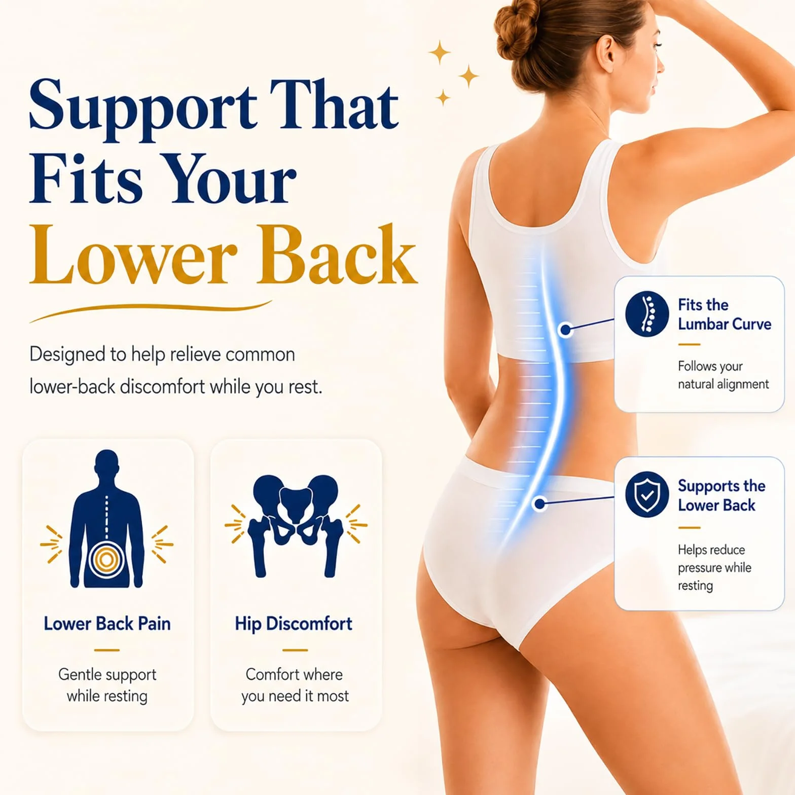 Almohada de apoyo lumbar para aliviar el dolor de espalda: almohada de espalda baja para dormir, almohada de cintura de espuma viscoelástica, almohada de cuña para dormir de lado, espalda y boca