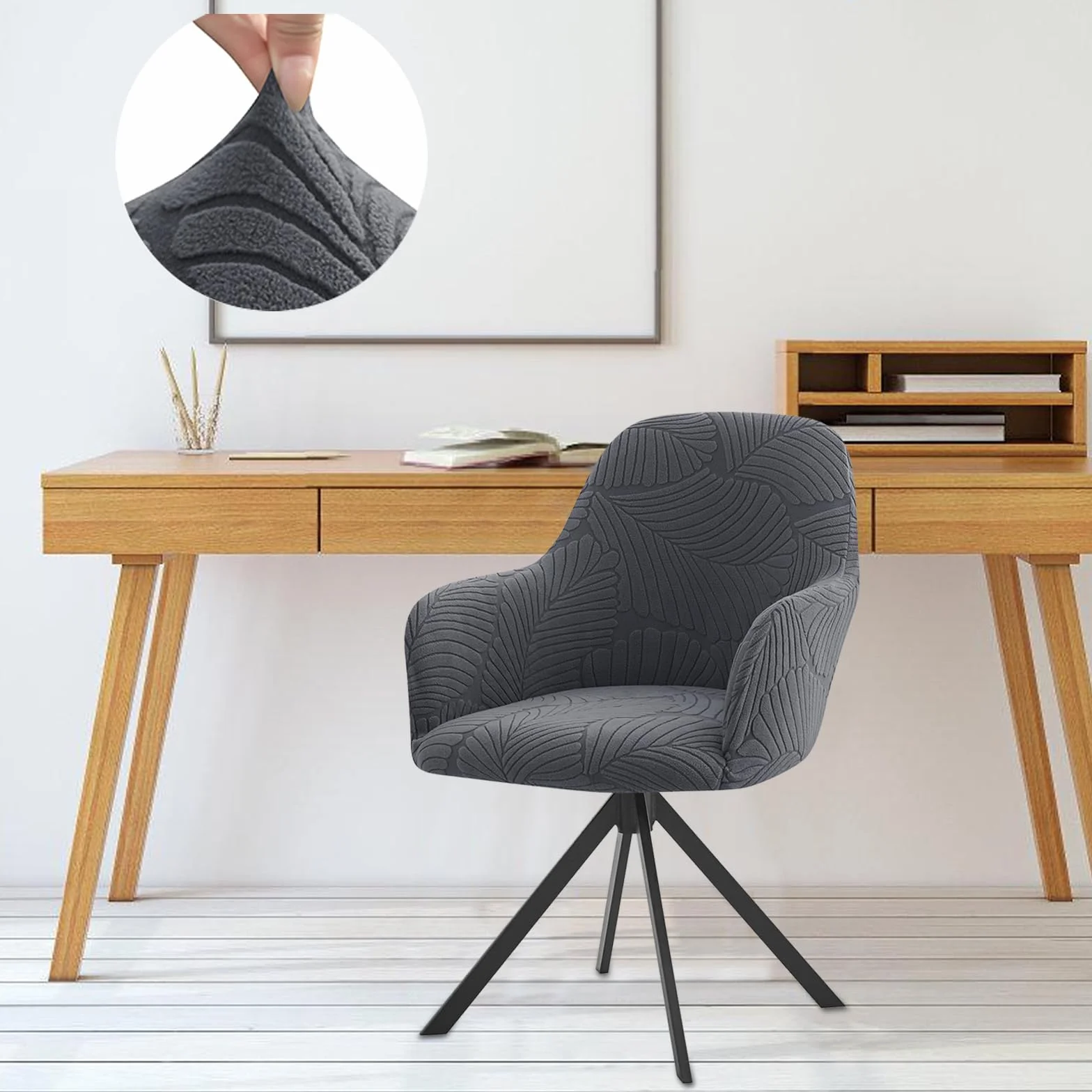 GOMETY Juego de 2 fundas elásticas para silla con reposabrazos, extraíbles, lavables, universales, de jacquard, para sillas de comedor, sillas de cocina, sillas de oficina, bodas, restaurantes