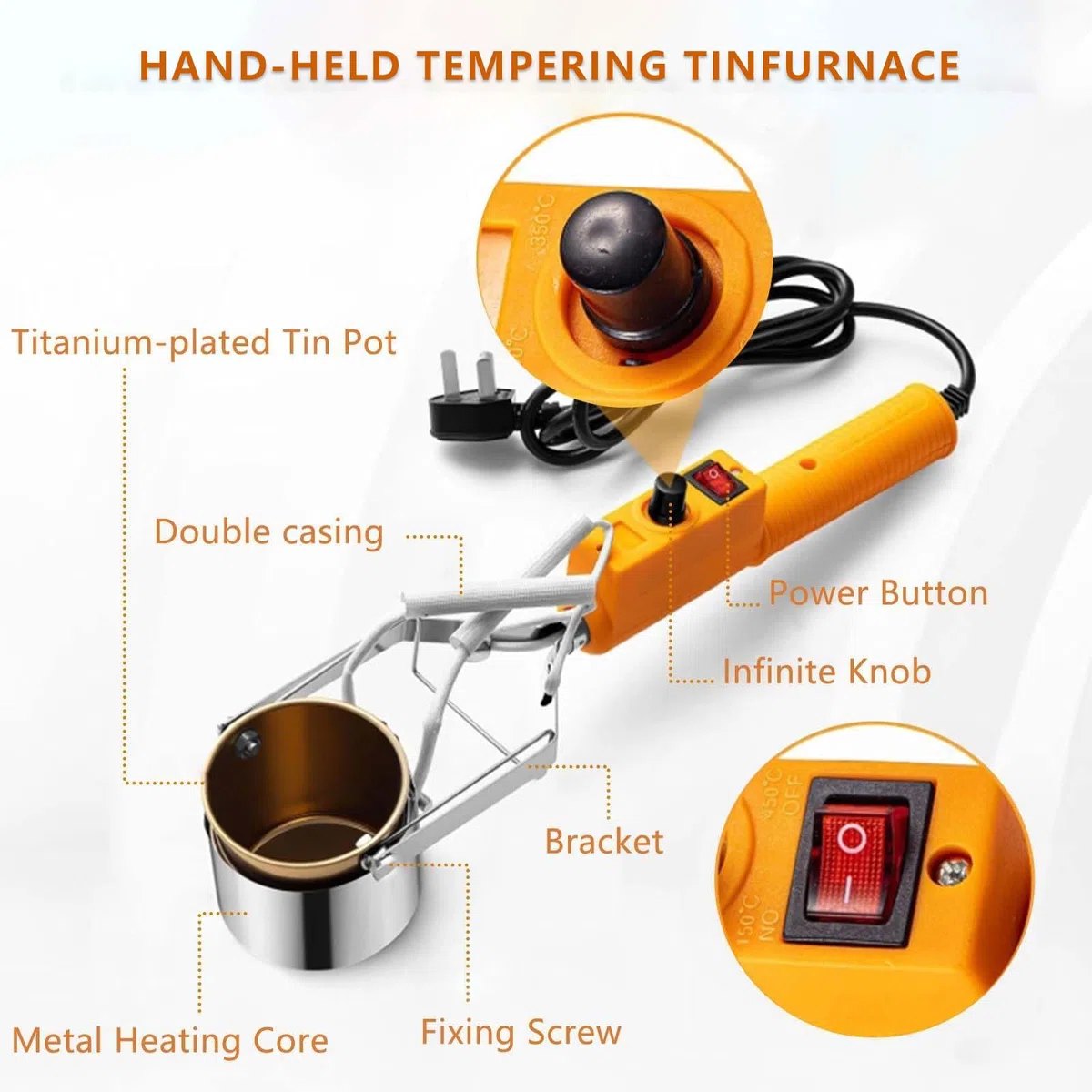 Horno de fundición digital de alta resistencia: ajustable a 150-450 °C, horno de fusión eléctrico de 200 W-500 W, para talleres de bricolaje de joyería de fundición de metales 500W