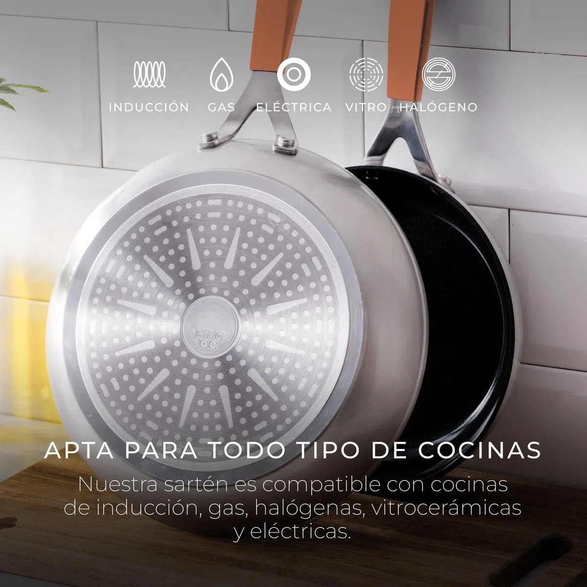 San Ignacio Compact - Juego de 2 Sartenes Ø16Ø28cm + Asador cuadrado 28x28cm en aluminio forjado para inducción COMPACT