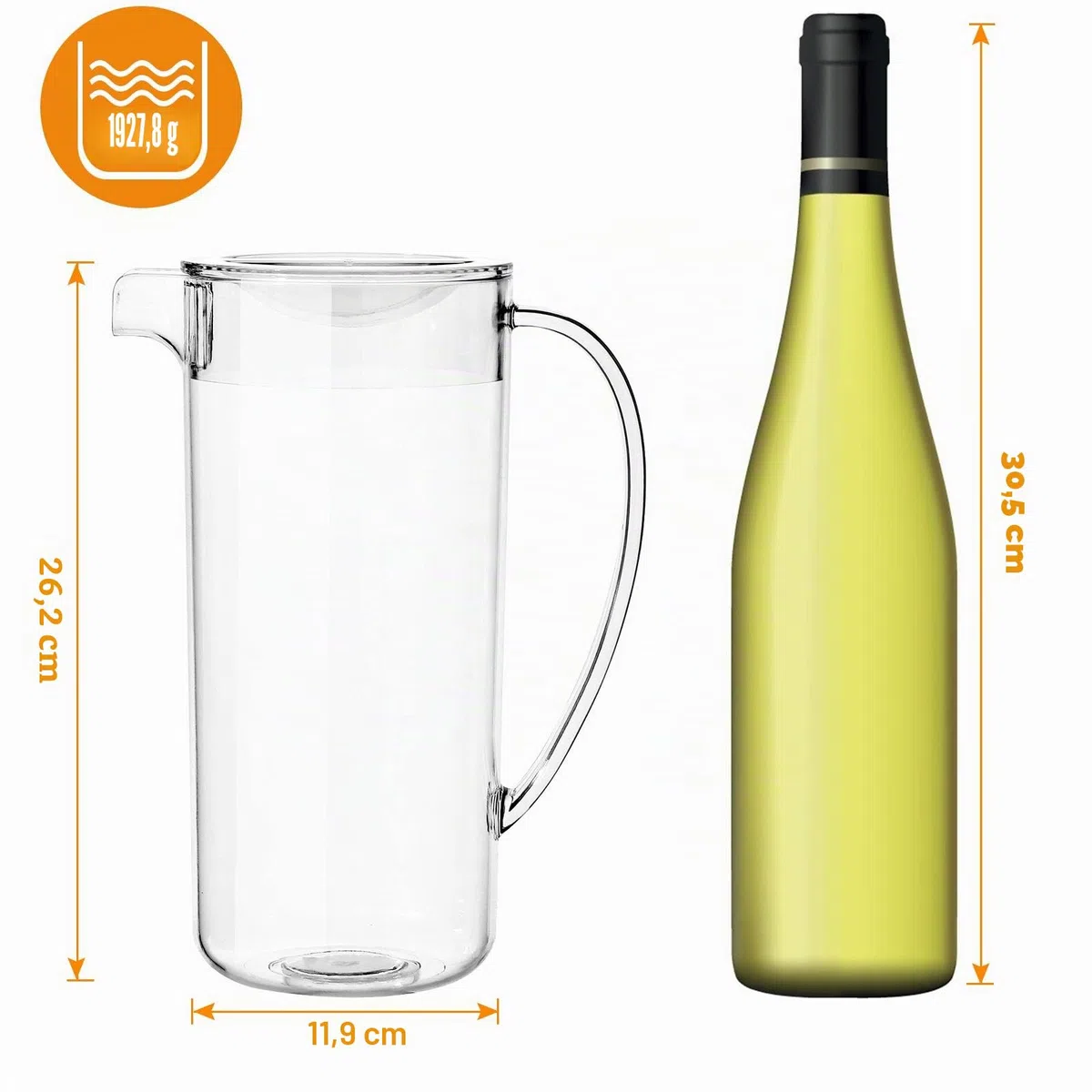 Youngever Jarra de Agua de Plástico 2L Con Tapa, Jarra Agua Cristal con Tapa, Jarra Grande de Plástico Transparente para Té Helado, Sangría, Limonada y Más