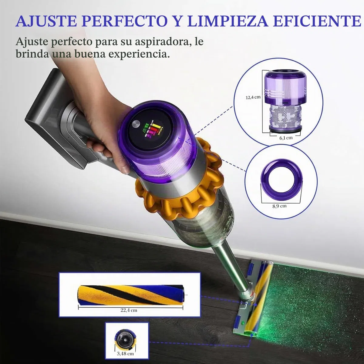 Rodillo de cepillo para Dyson V15 Detect Slim Absolute Total Clean Extra Aspiradora Roll Piezas de repuesto (V15 Cepillo con filtro)