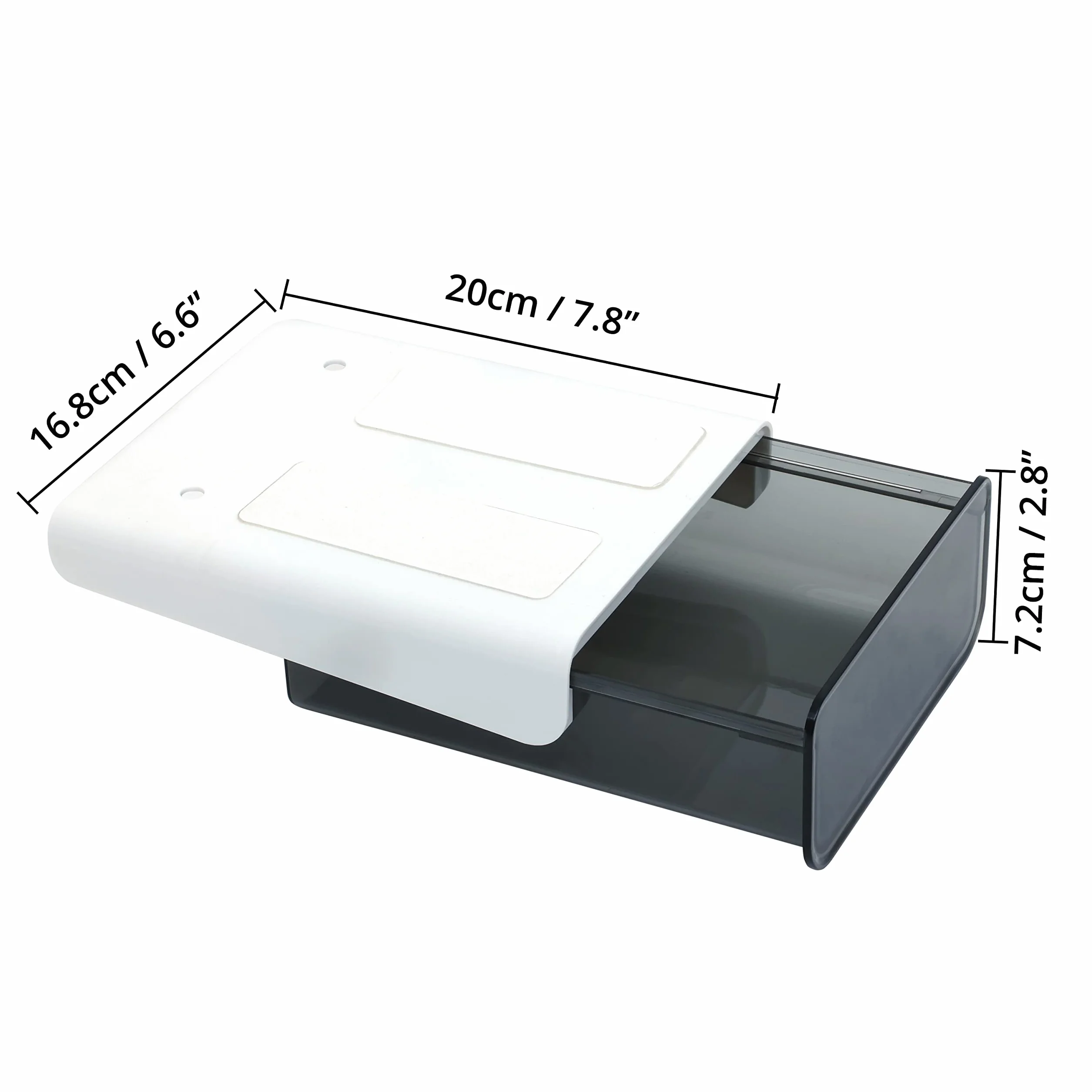 Cajones Extraíbles Adhesivos [Pack de 2] - Cajas Organizadoras de Plástico Multiusos para Debajo de la Mesa con Respaldo Autoadhesivo para Accesorios, Bandeja de Almacenamiento para Artesanías
