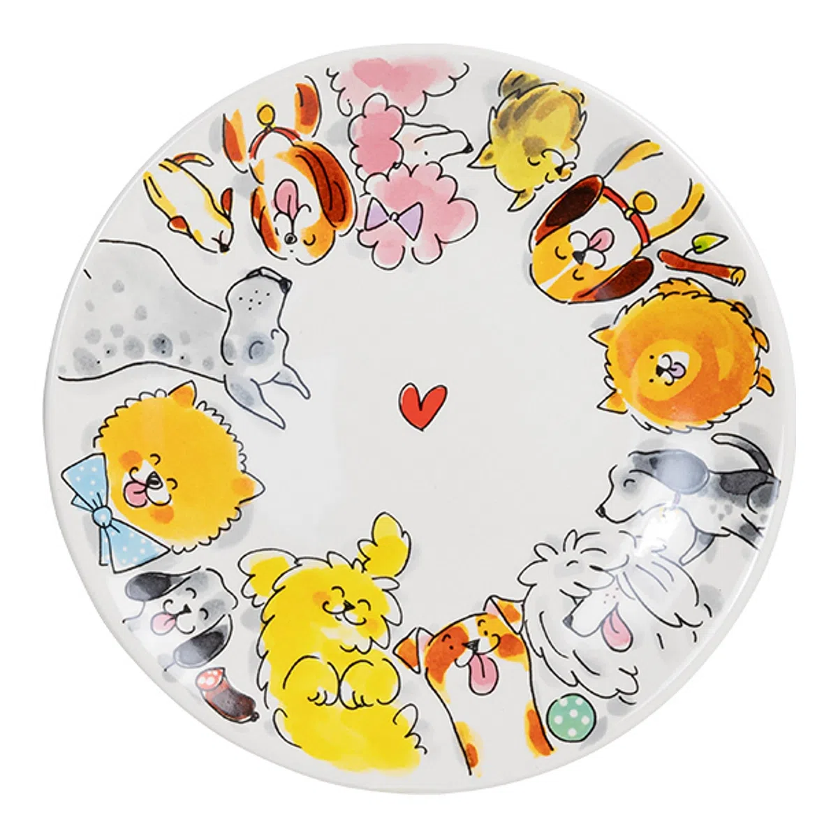 Blond Amsterdam Plato 22 cm Animales Perro Plato de Desayuno con Ilustraciones de Perros - Plato de Cerámica para Desayuno, Postres y Snacks - Regalo para Amantes de los Perros
