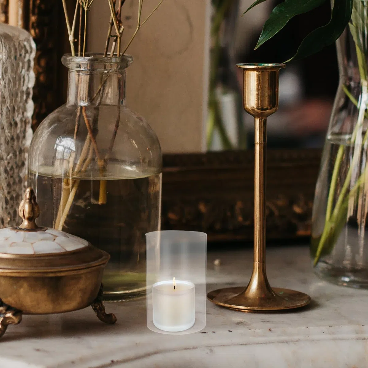 Alipis 2piezas Pantallas para Velas De Vidrio Transparente Tubo Cilíndrico Abierto por Ambos Lados De Soporte para Vela Pilar Resistente y Decorativo para Interiores