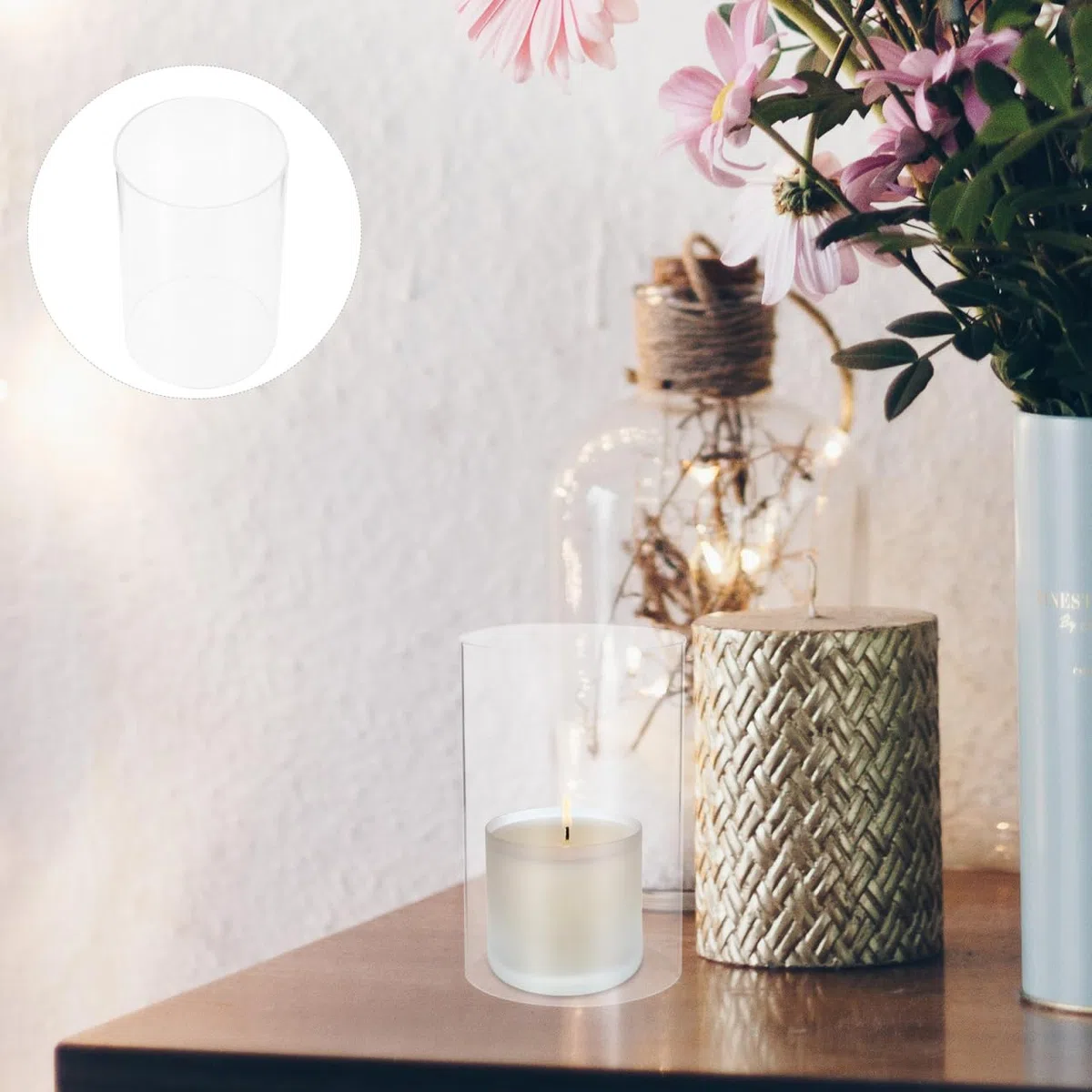 Alipis 2piezas Pantallas para Velas De Vidrio Transparente Tubo Cilíndrico Abierto por Ambos Lados De Soporte para Vela Pilar Resistente y Decorativo para Interiores