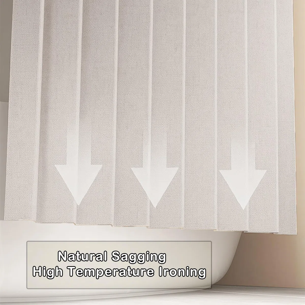 Cortina de Ducha Plegable Impermeable y Antimoho con Gancho, Cortina de Ducha de Esquina de Tela Lavable, Cortinas de Ducha Magnéticas para Baño, 150g/m², Beige, 200x200cm