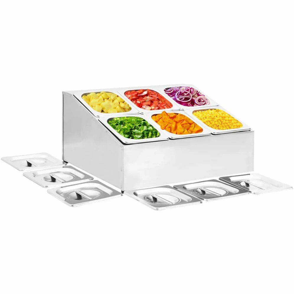 Gastronorm - Contenedor con 6 sartenes GN 1/6 de acero inoxidable
