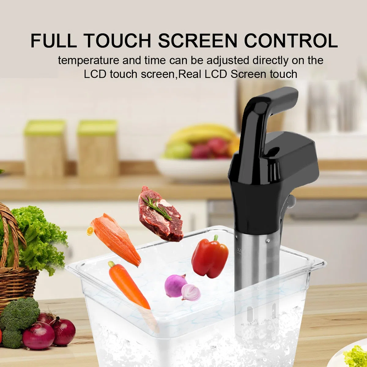 XoTiq Máquina Sous Vide, Cocina Sous Vide 1800W con Abrazadera Ajustable y Pantalla Digital LED, Circulador de Inmersión Térmica Impermeable IPX7, Control Preciso de Temperatura y Temporizador Acero