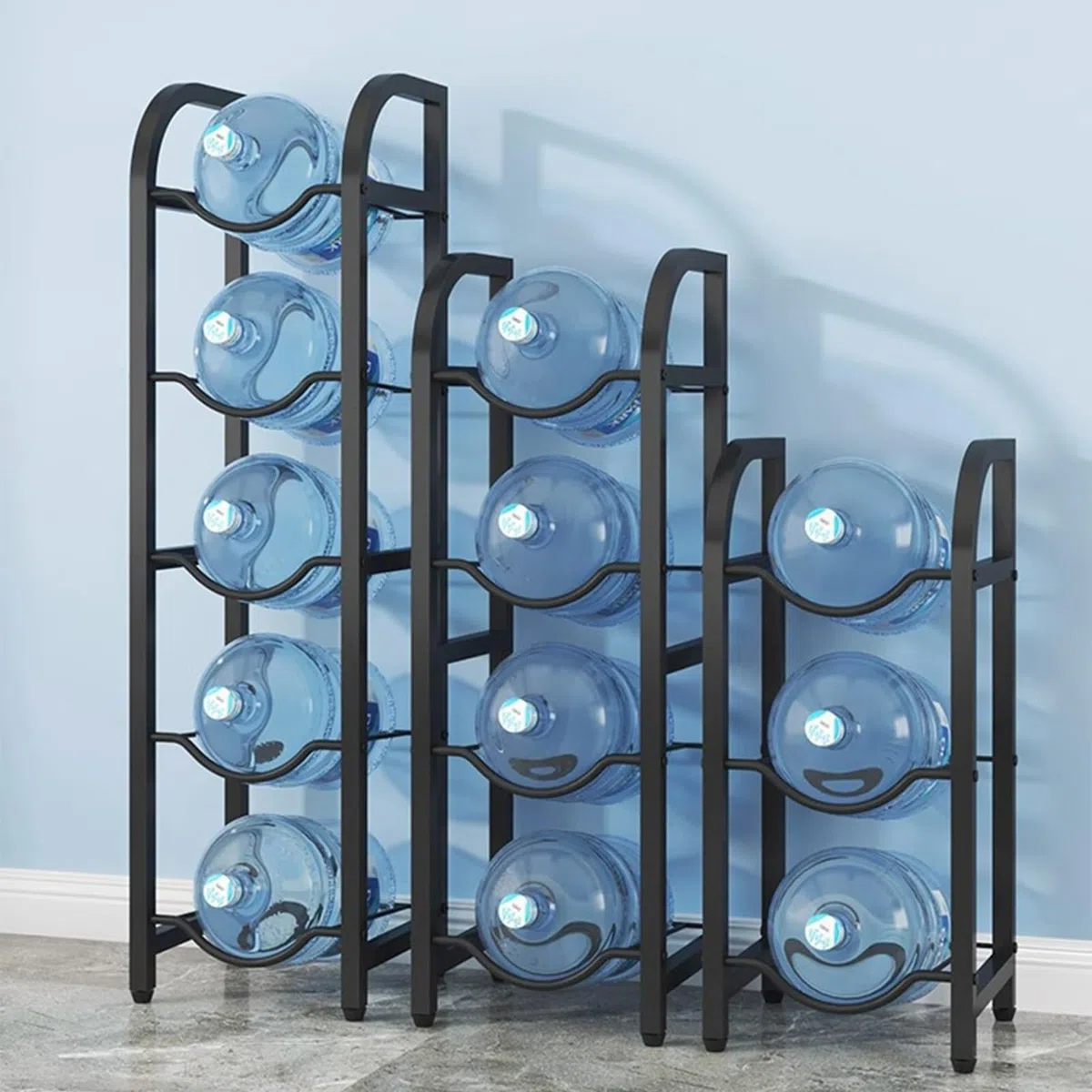 Estante para almacenar Botellas de Agua, Soporte para jarras de Agua de Acero al Carbono Reforzado, Organizador de Botellas para enfriadores de Agua para oficin,Negro 35x35x51cm