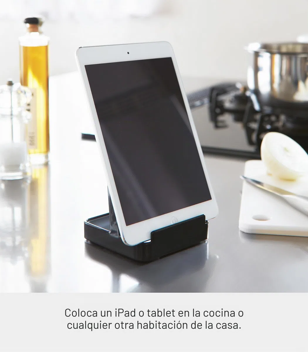 YAMAZAKI 2249 TOWER Soporte para tapa de cazo y olla, negro, acero, diseño minimalista, 10 x 10 x 15 cm (L x An x Al)