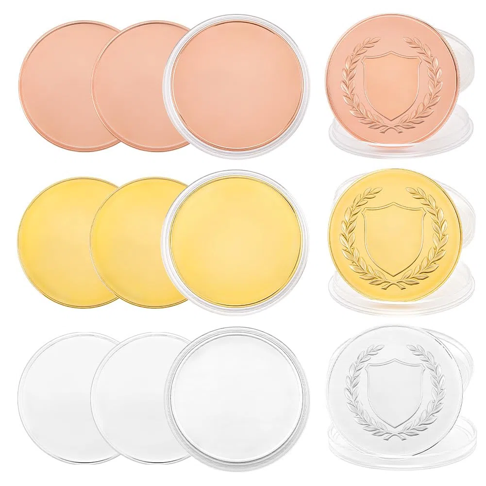 BENECREAT Monedas vacías de 3 mm, 40 colores, para grabado láser, monedas grabadas en blanco, para manualidades, cumpleaños, viajes, colecciones conmemorativas