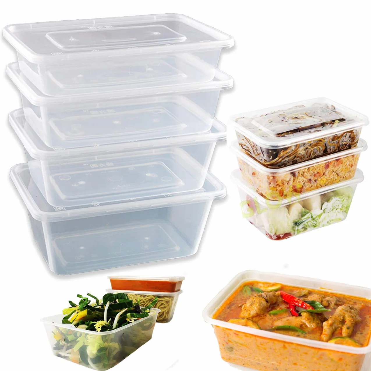 Recipientes de plástico para microondas con tapas, recipientes de almacenamiento de alimentos con tapas, aptos para microondas, congelador y lavavajillas, ideal para preparar comidas y llevar (500,