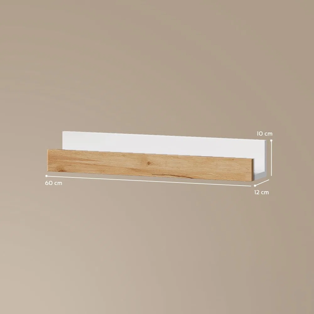 Livinity Estante de Pared Lorena, Roble Blanco/Dorado, 60 x 10 cm Lote de 2